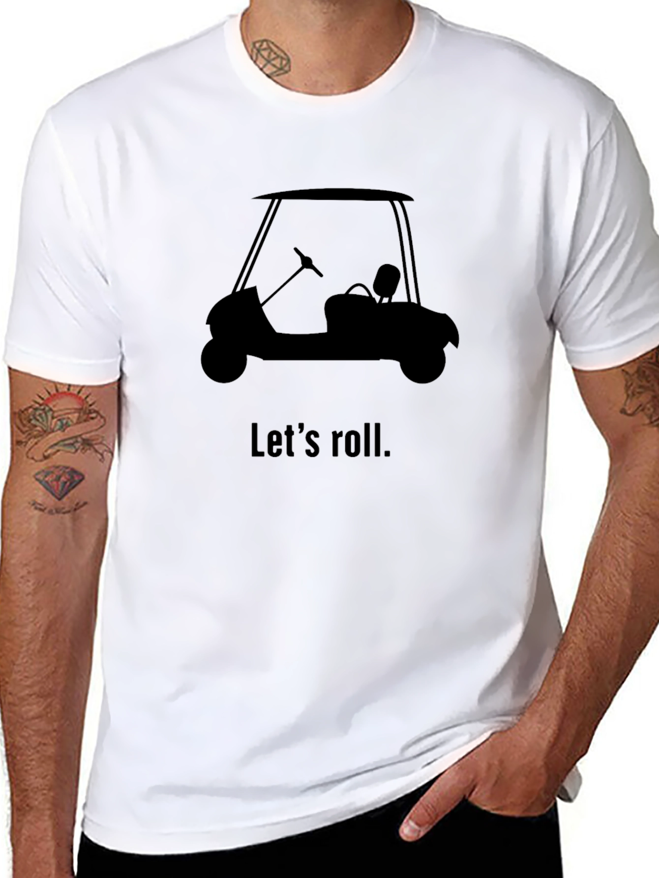 Black Let's Roll Golf Cart Graphic Tee - Black view 8