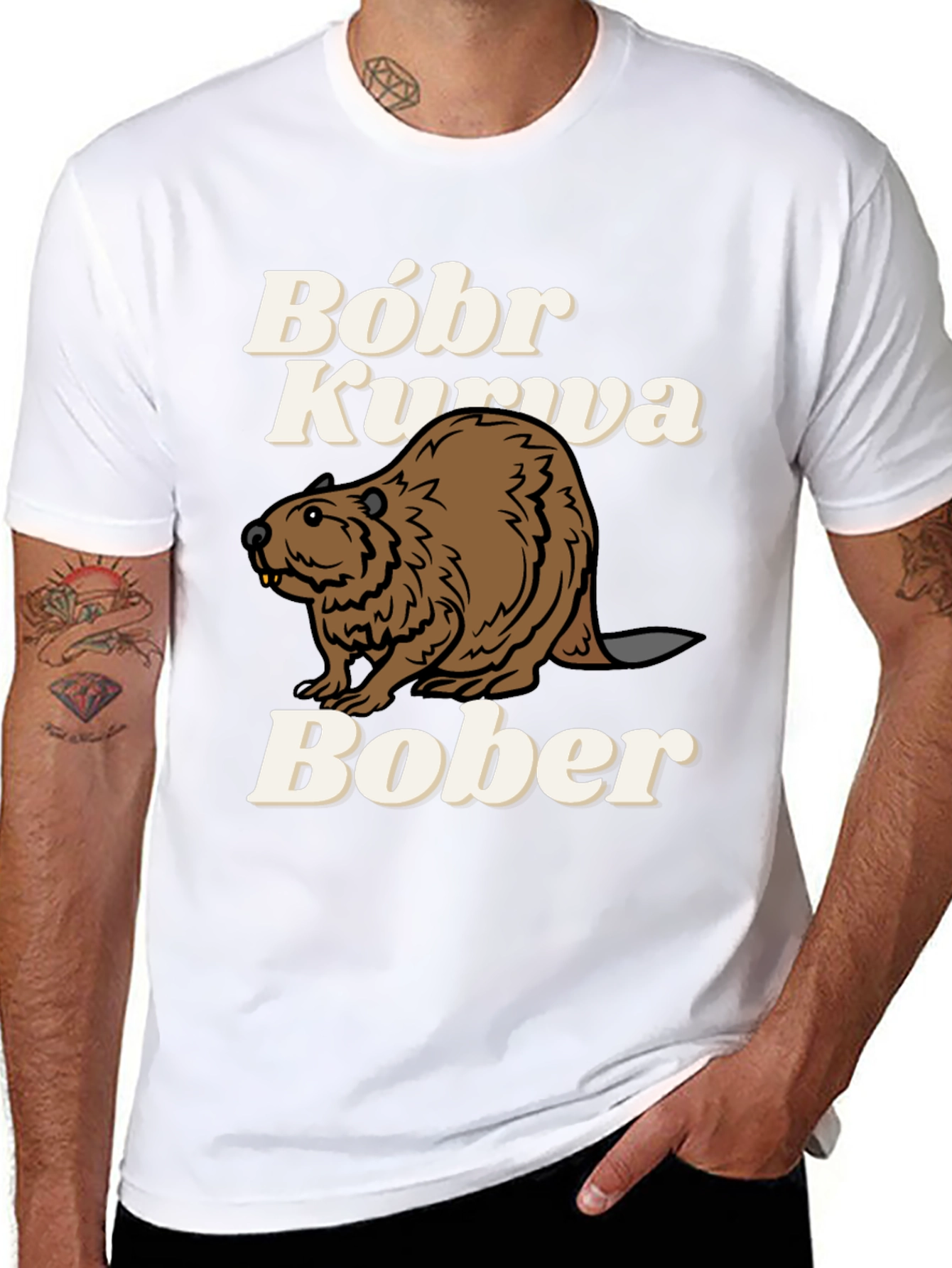 Black Bóbr Kurva Bober Funny Beaver T-Shirt view 8