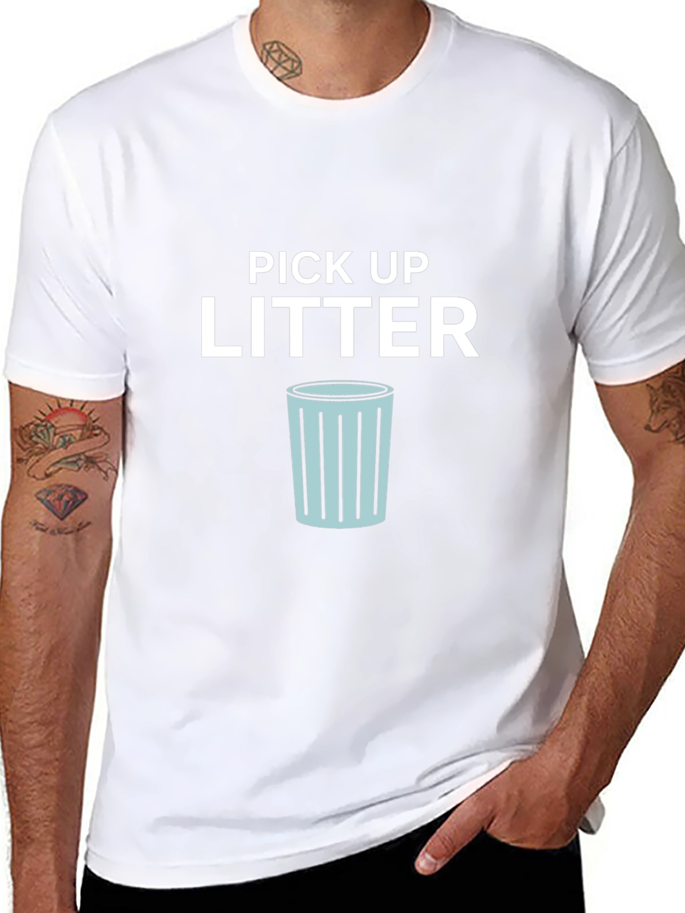 Black Pick Up Litter Graphic Tee - Black Cotton T-Shirt view 8