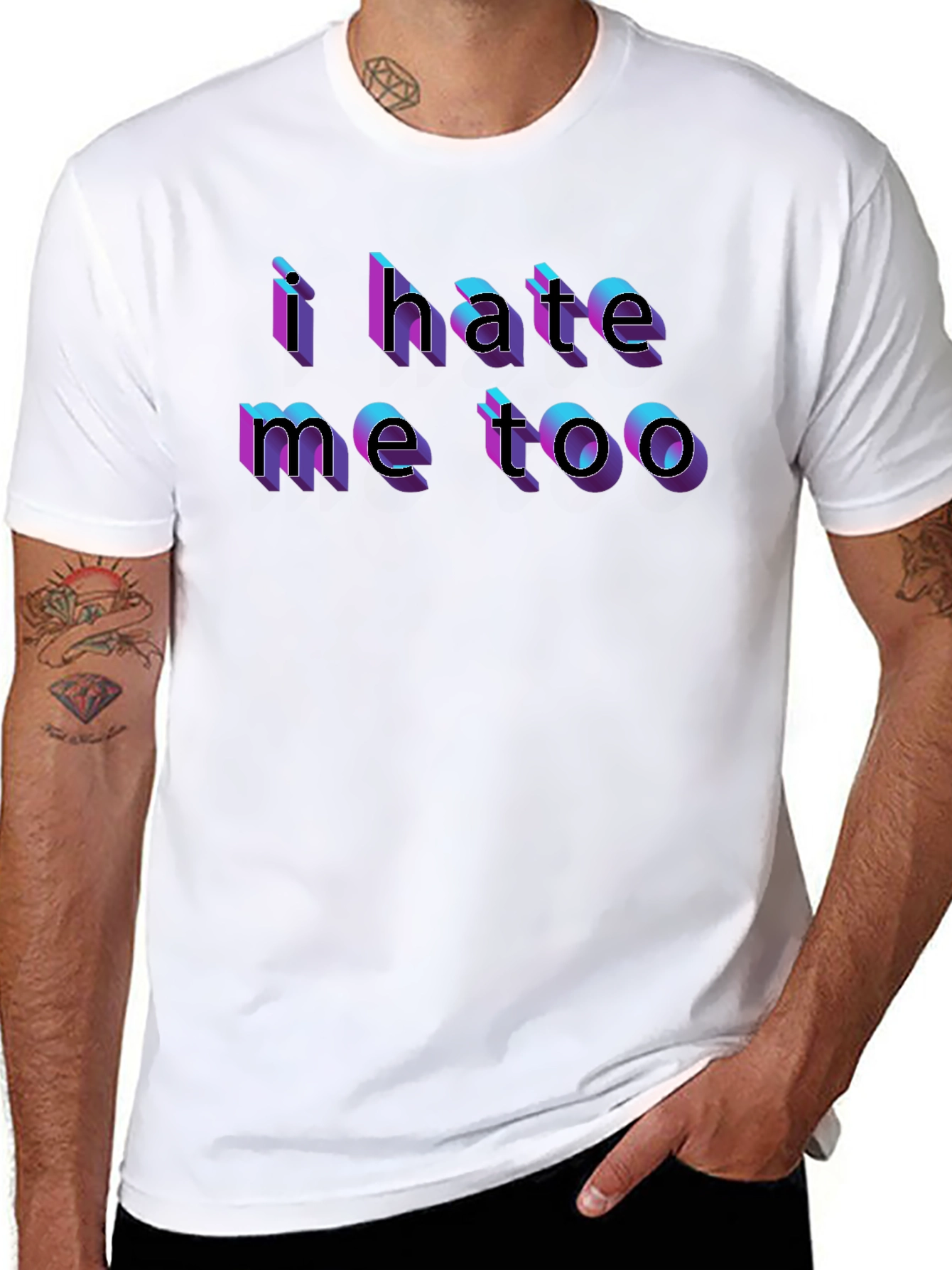 Black I Hate Me Too Graphic Tee - Black view 8