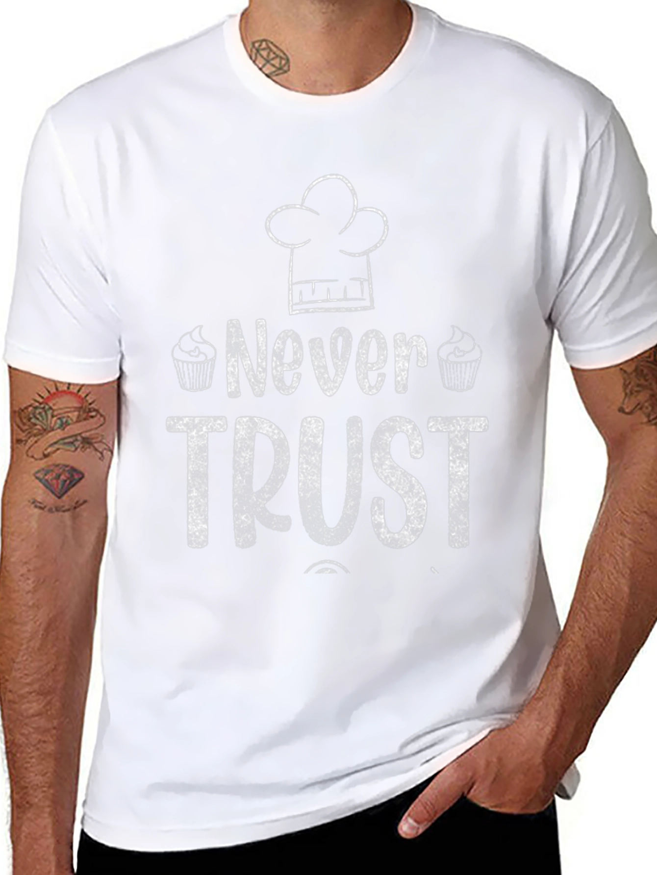 Black Never Trust a Baker T-Shirt - Funny Baking Gift view 8