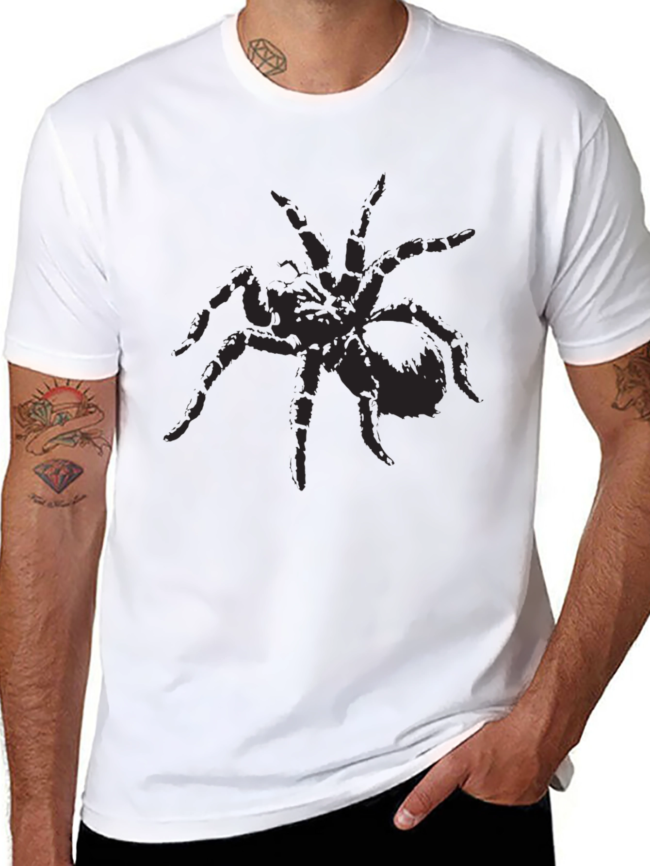 Black Black Spider Graphic Tee - Creepy Cool Design view 8