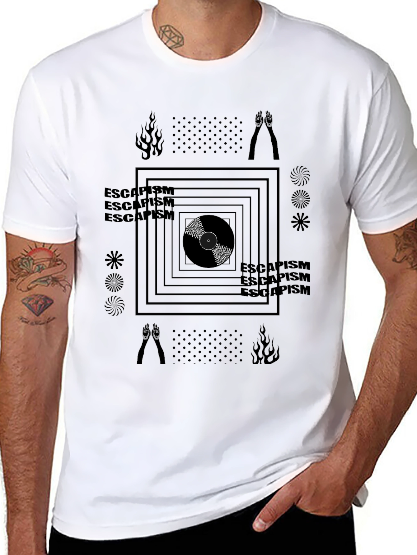 Black Escapism Graphic Tee - Black view 8