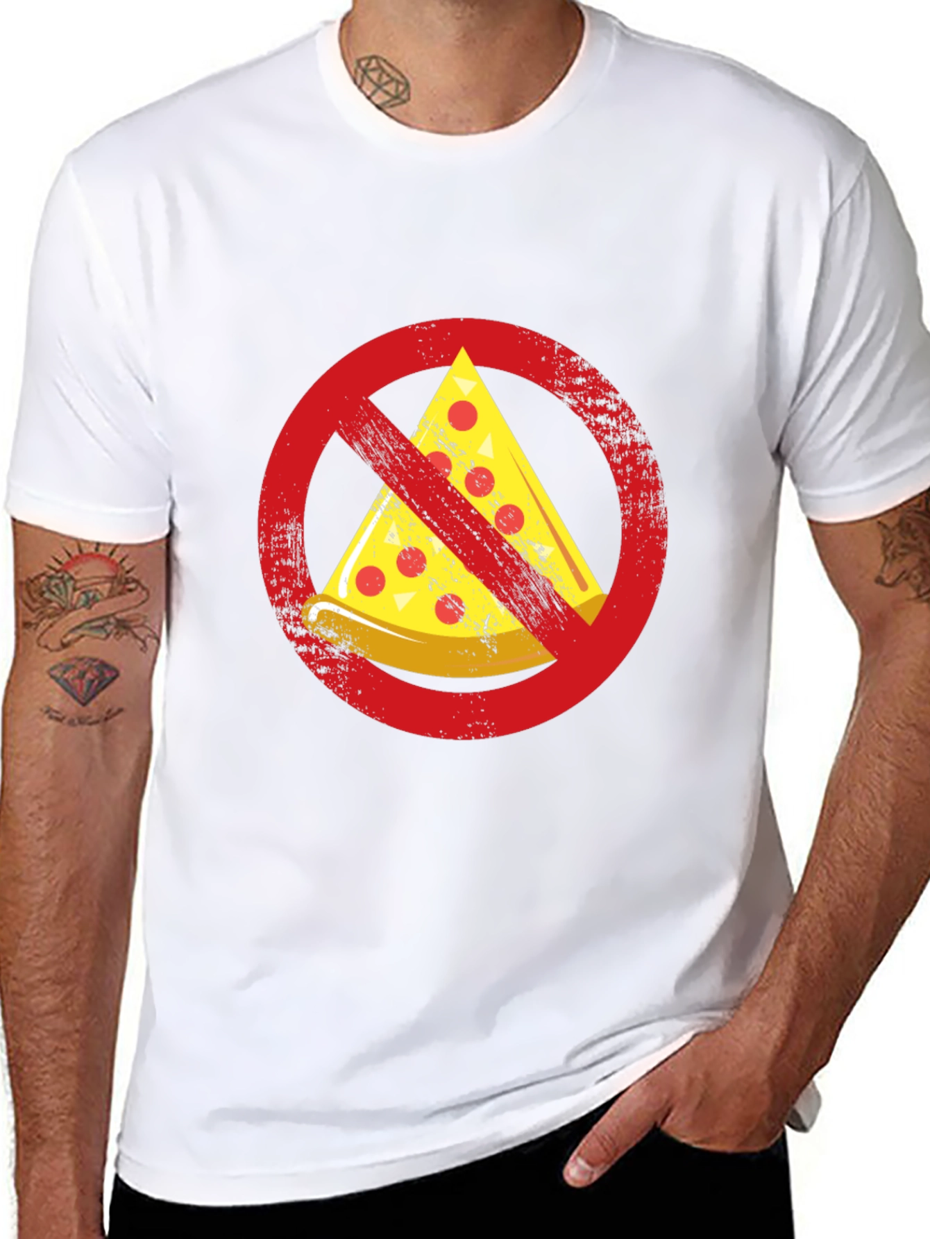 Black No Pizza Zone Graphic Tee - Funny Foodie Shirt view 8