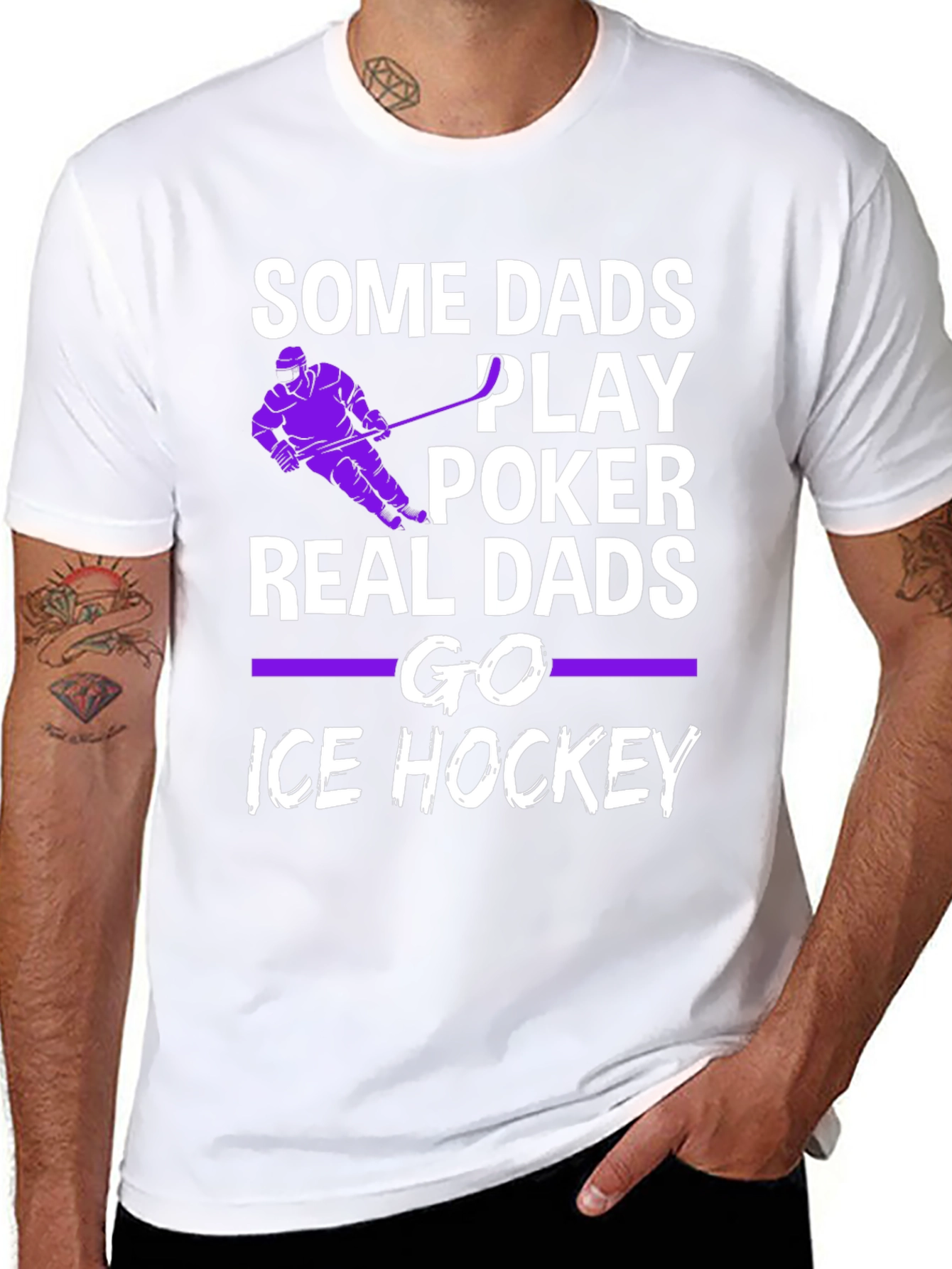 Black Real Dads Go Ice Hockey T-Shirt view 8