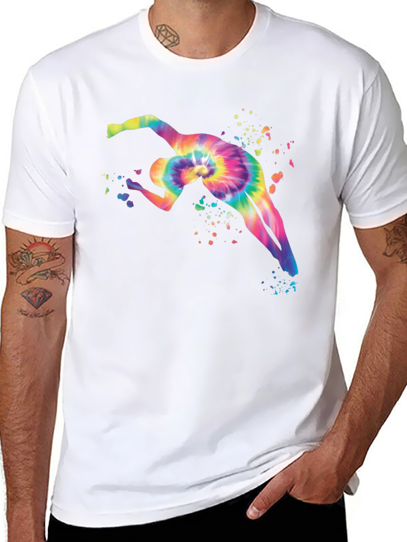 Black Tie-Dye Gymnast Graphic Black T-Shirt view 8