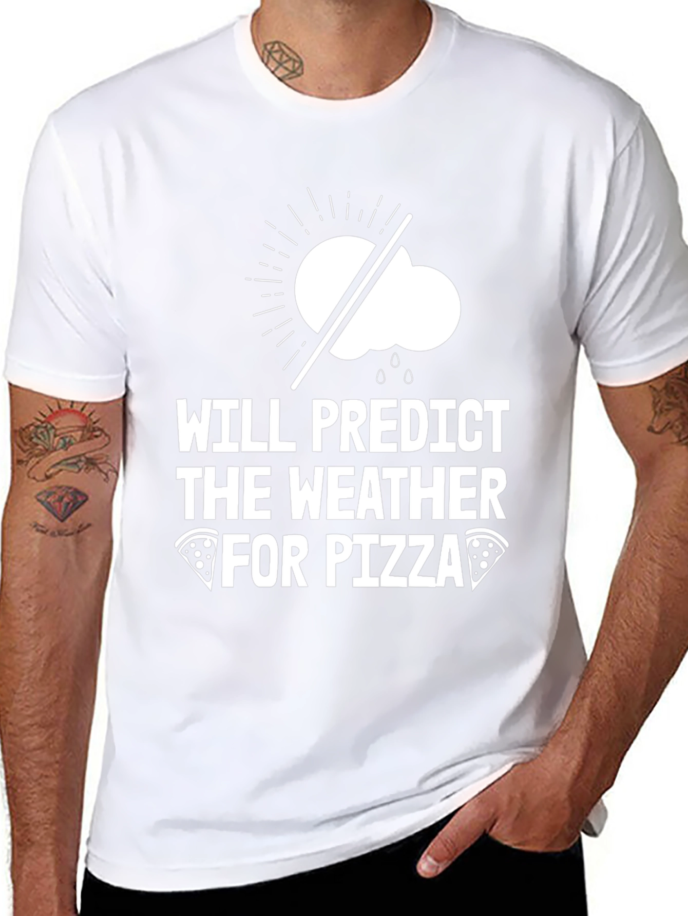Black Weather Predictor Pizza Lover T-Shirt view 8