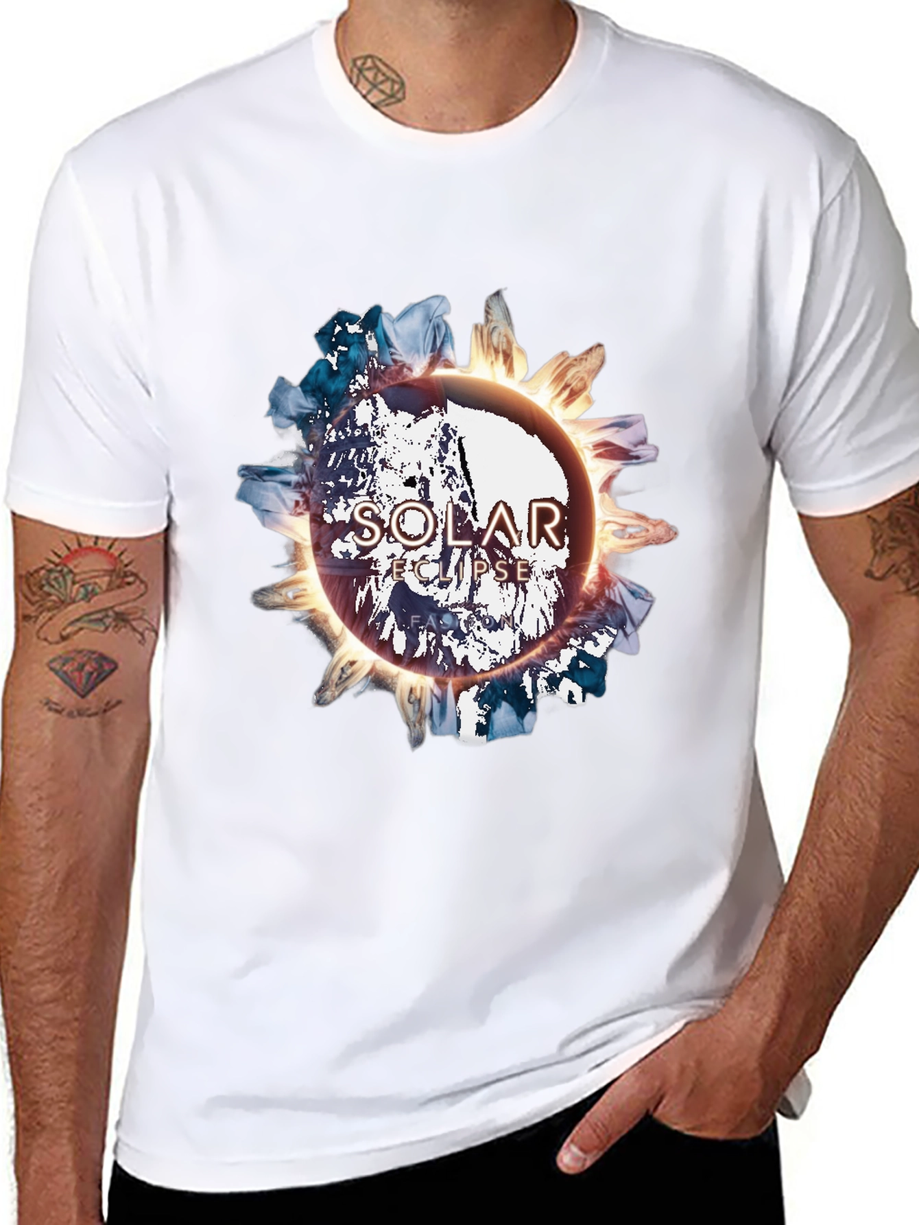 Black Solar Eclipse Graphic Tee - Black Cotton Blend view 8