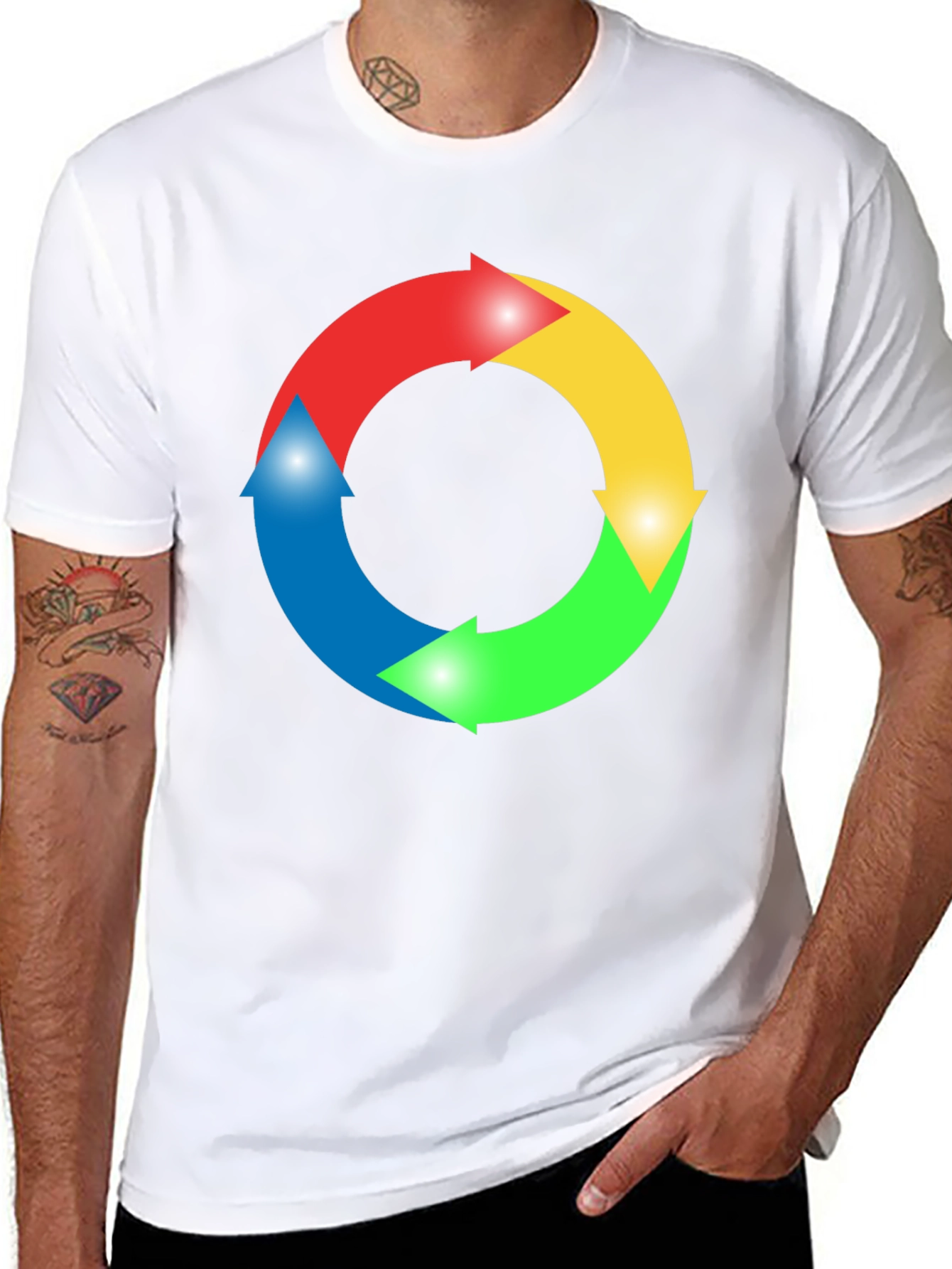 Black Circular Arrow Graphic Black T-Shirt view 8