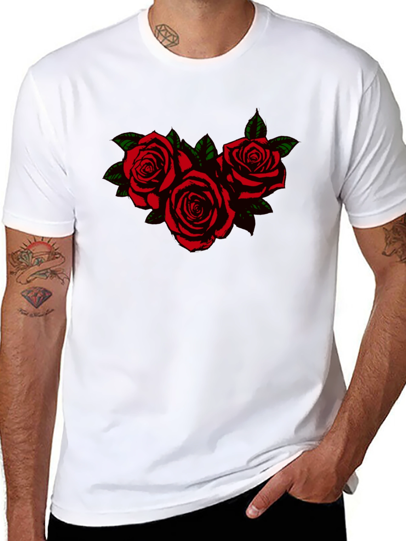 Black Black T-Shirt with Rose Graphic view 8