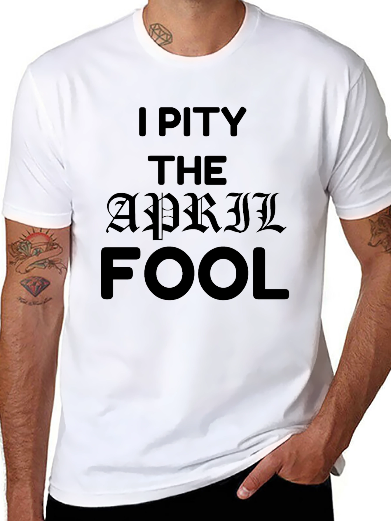 Black I Pity The April Fool Black T-Shirt view 8