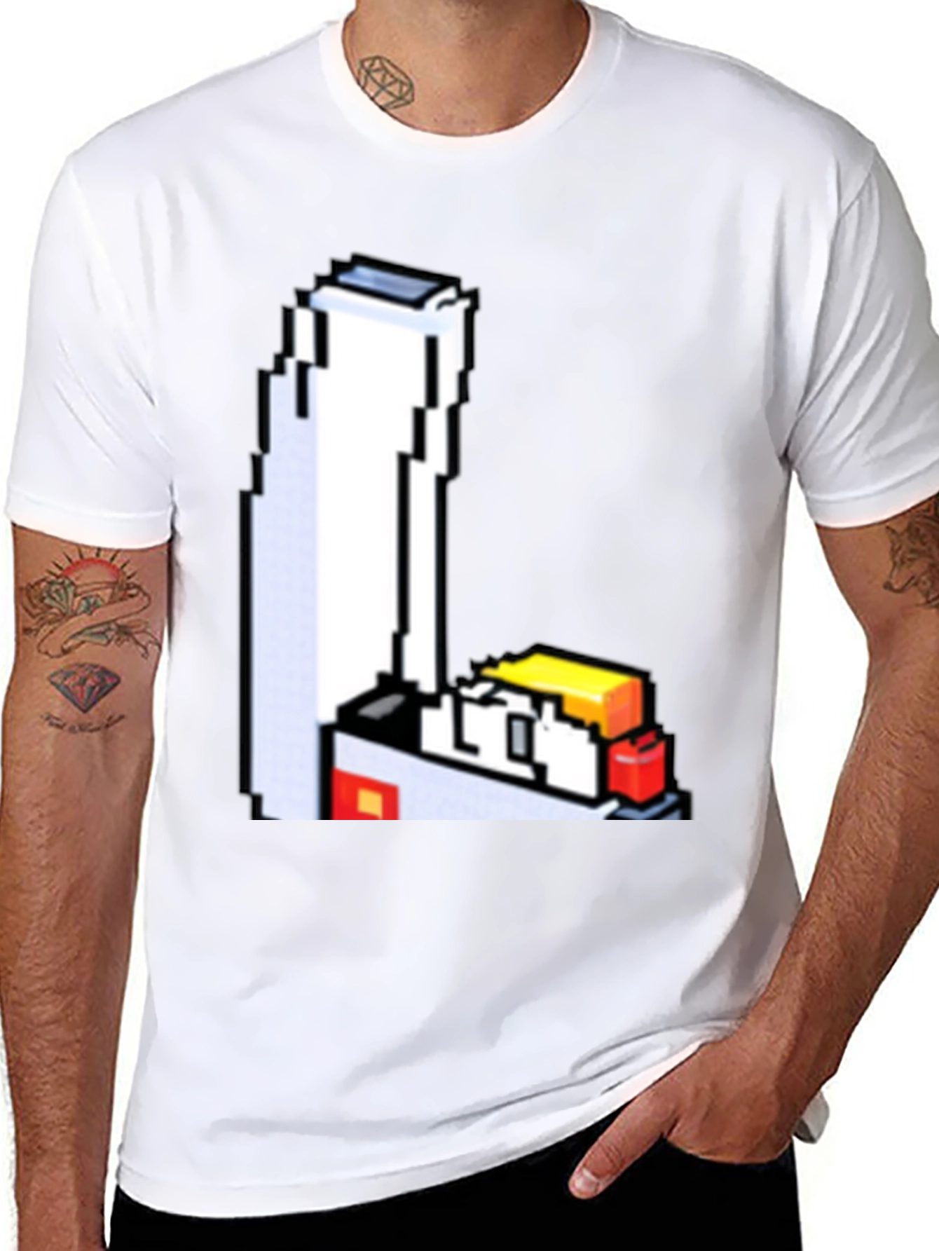 Black 8-Bit Lighter Graphic Tee - Retro Style view 8