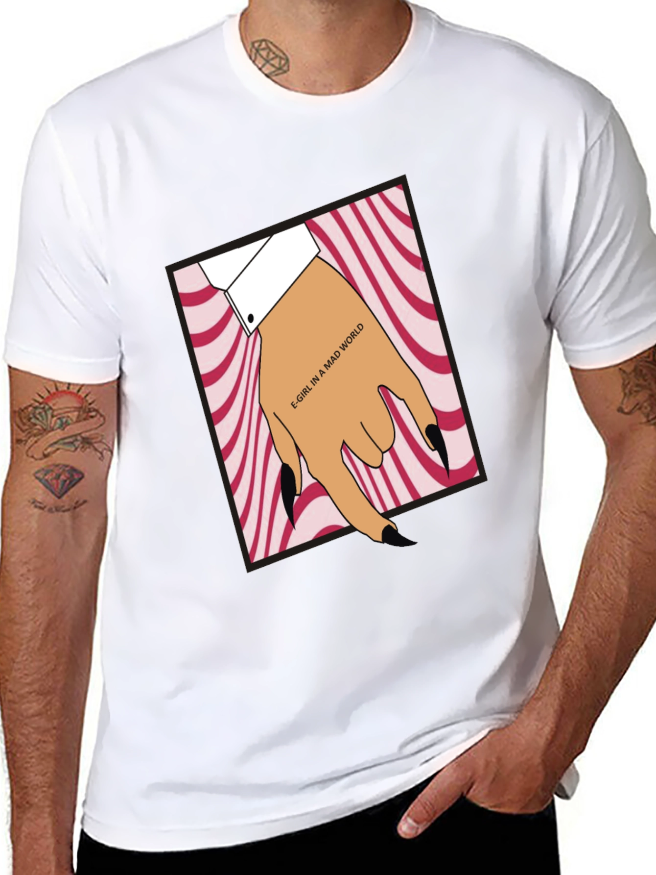 Black E-Girl in a Mad World Black T-Shirt view 8