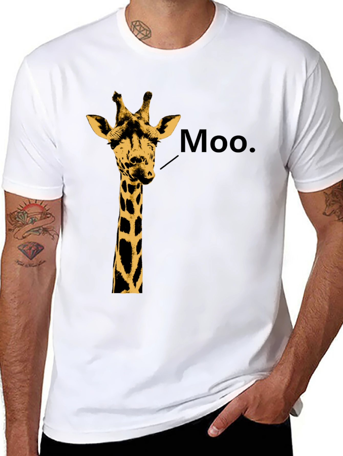 Black Giraffe Moo T-Shirt - Funny Animal Graphic Tee view 8