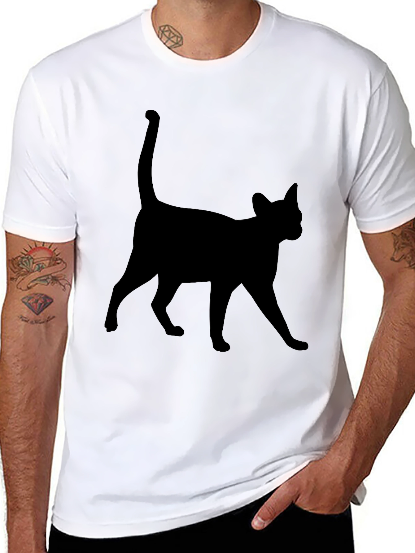 Black Black Cat Silhouette Tee - Unisex Casual T-Shirt view 8