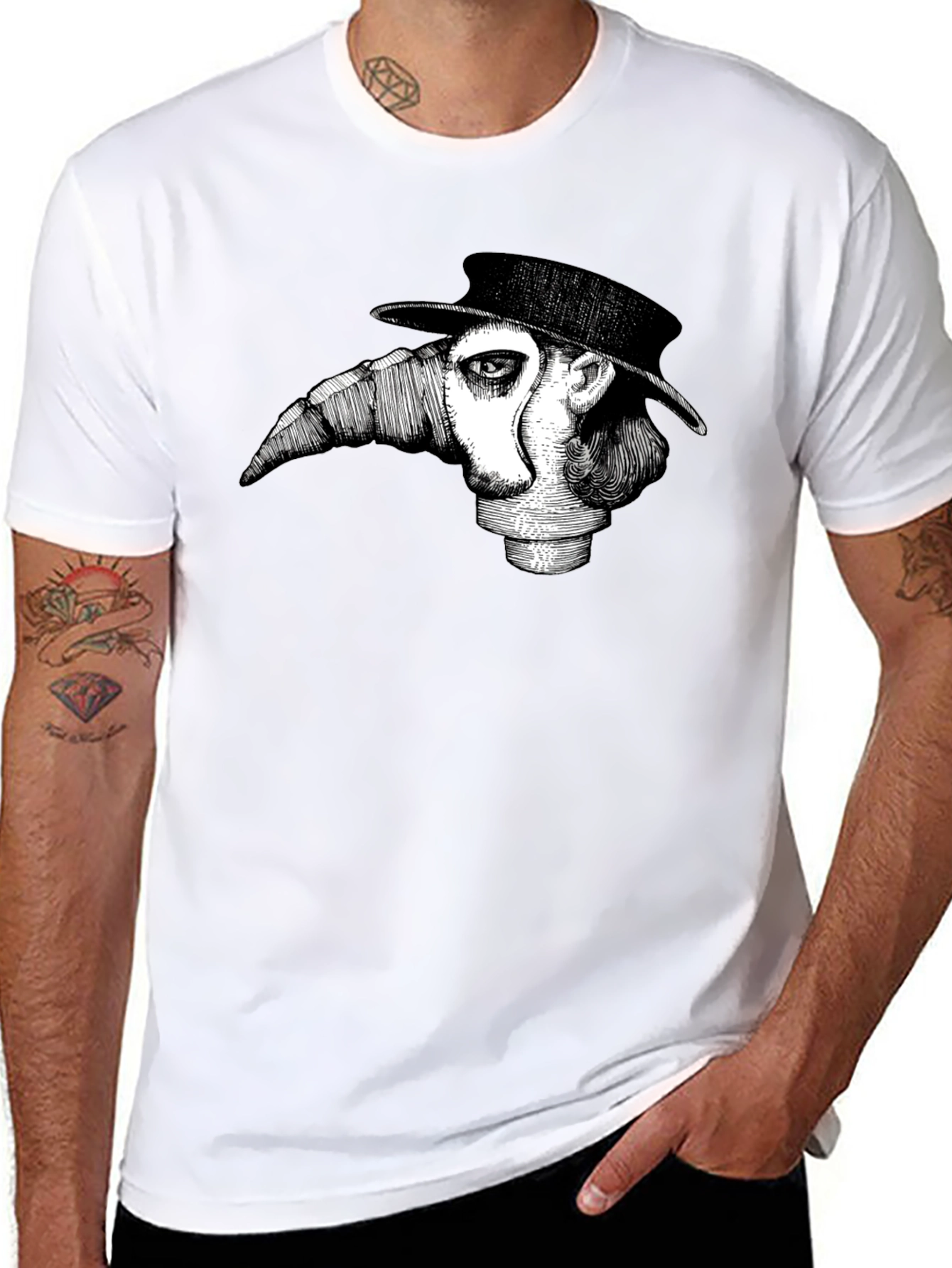 Black Plague Doctor Graphic T-Shirt - Unique Design view 8
