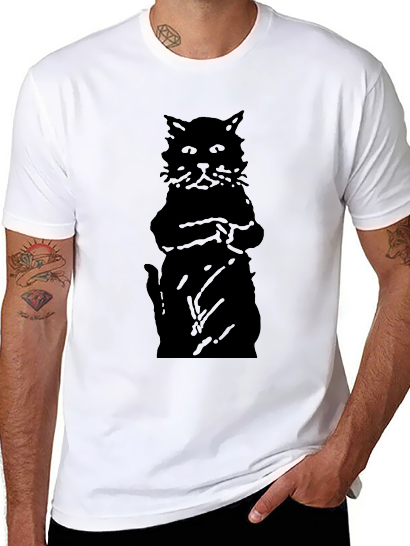 Black Black Cat Silhouette Men's T-Shirt view 8