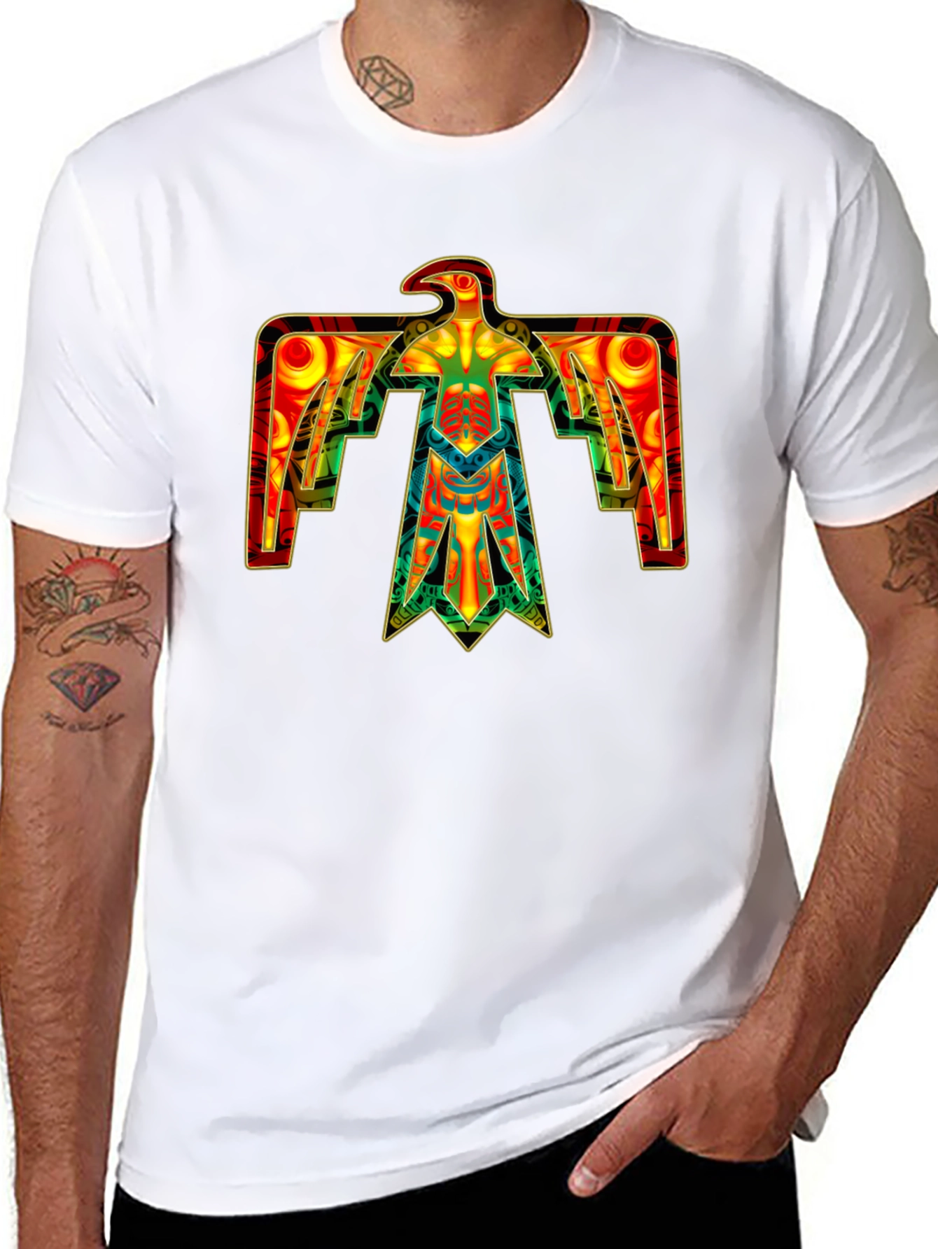 Black Thunderbird Graphic Black T-Shirt view 8