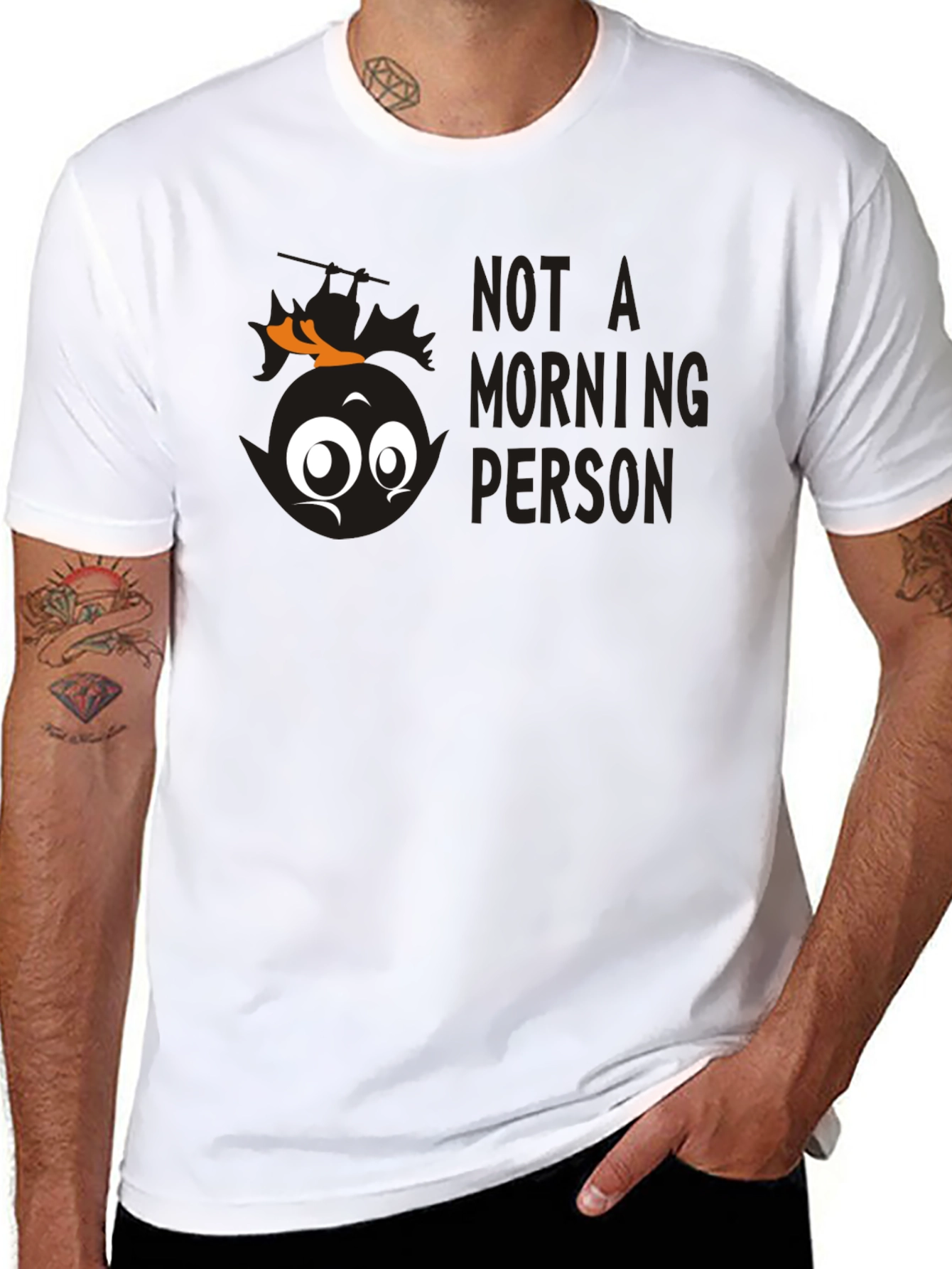Black Funny "Not A Morning Person" Graphic Tee view 8