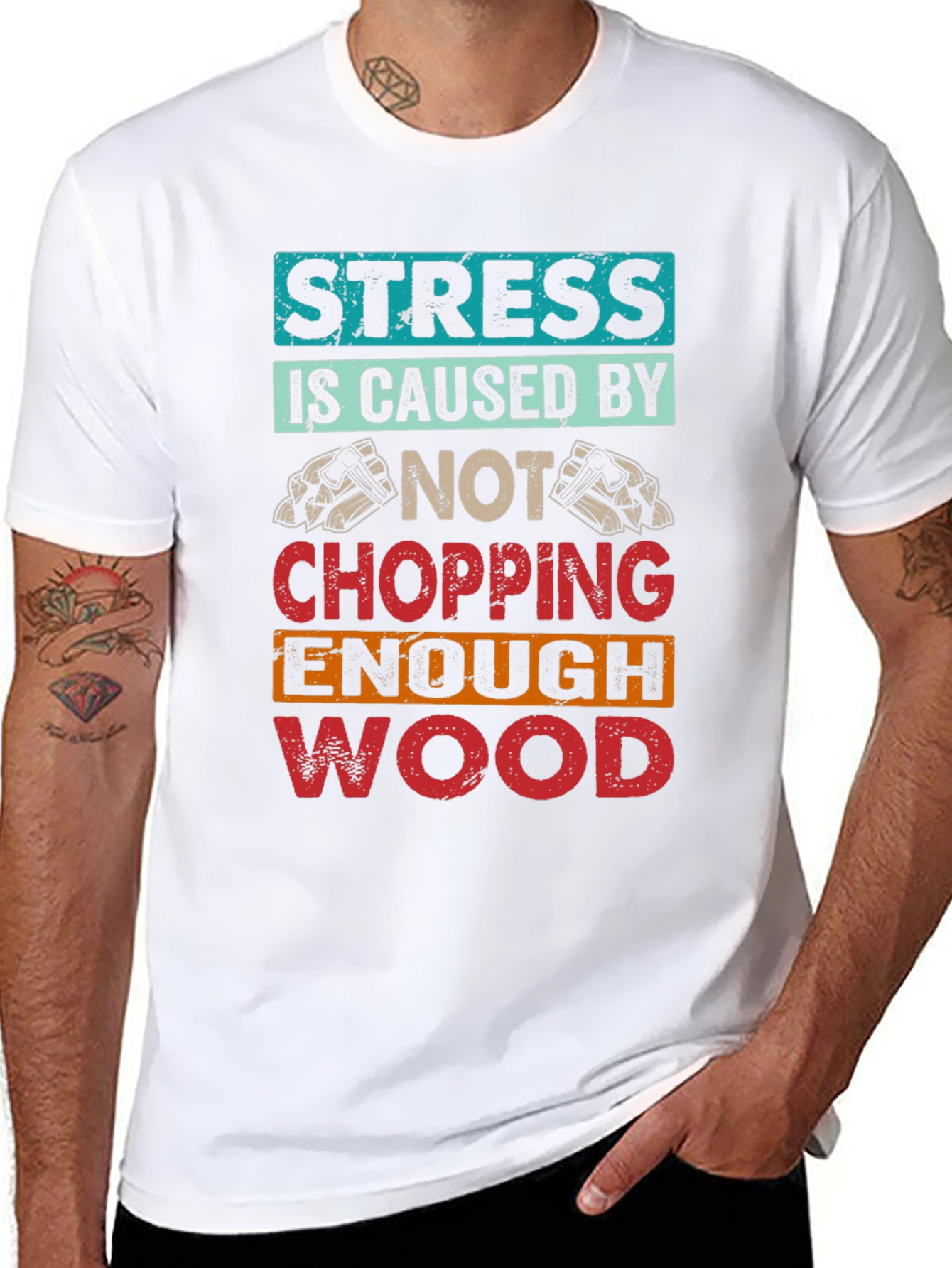 Black Stress Wood Chopping T-Shirt view 8