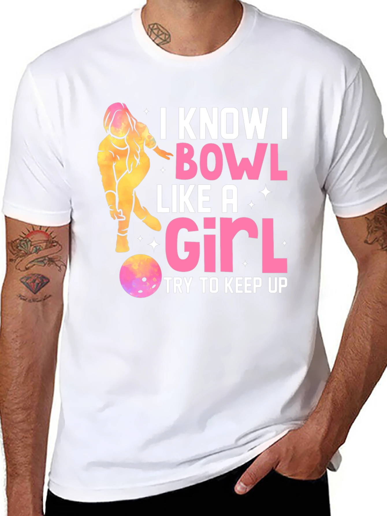 Black I Bowl Like a Girl T-Shirt - Funny Bowling Tee view 8