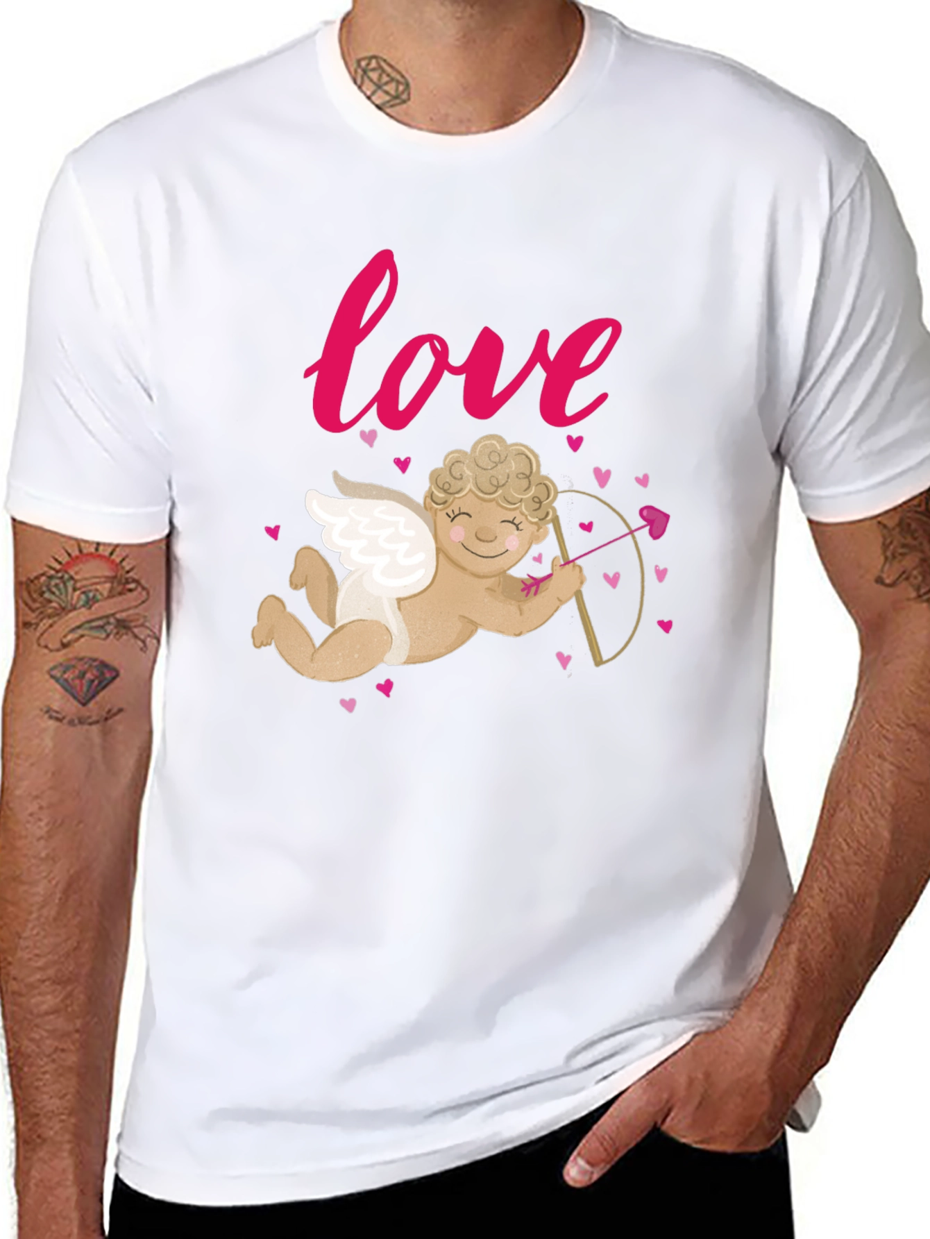Black Love Cupid Valentine's Day Graphic T-Shirt view 8