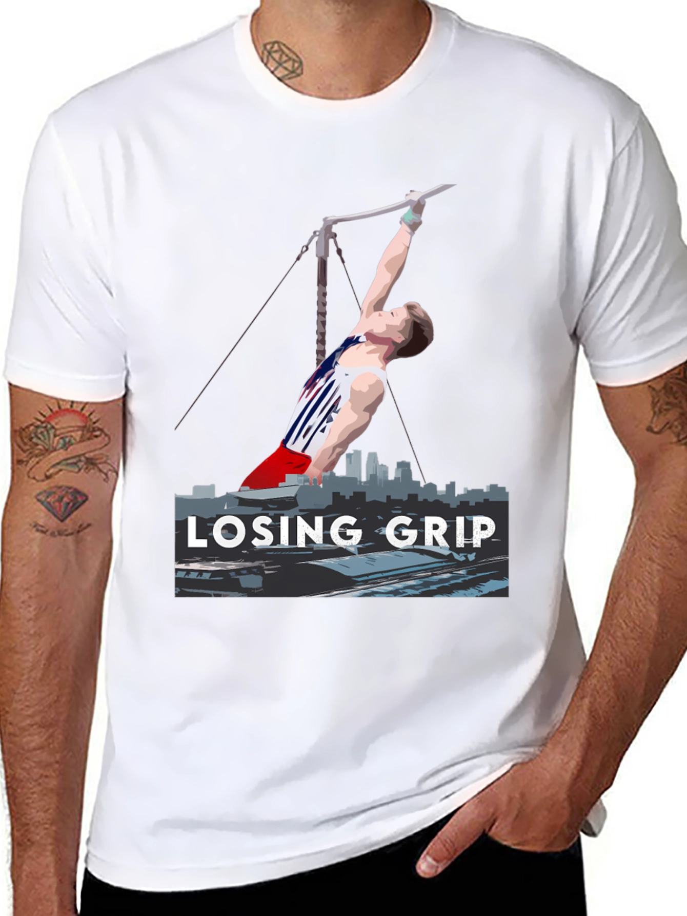 Black Losing Grip Gymnast Graphic T-Shirt view 8