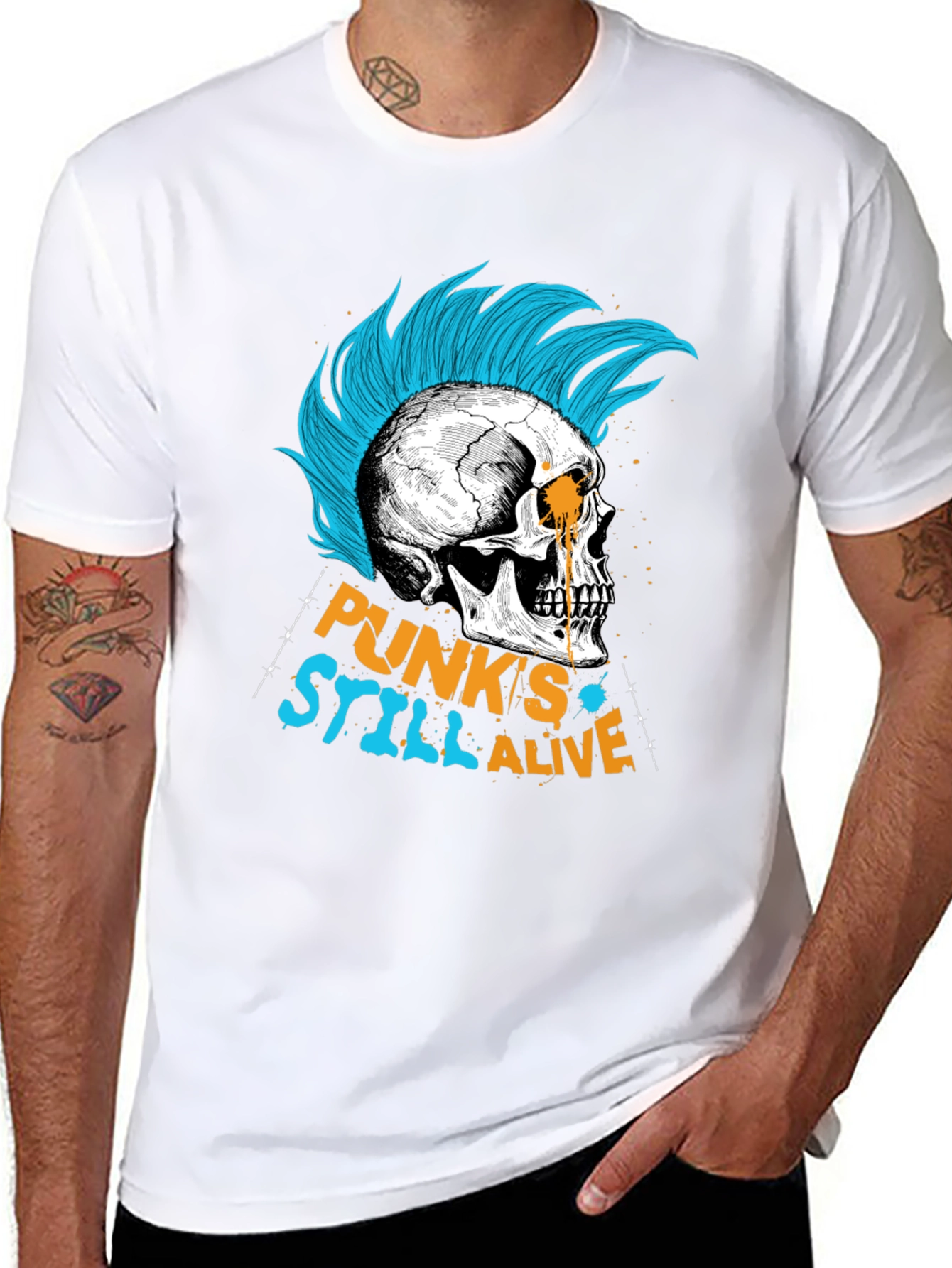 Black Punk's Still Alive Graphic Tee - Skull Design view 8