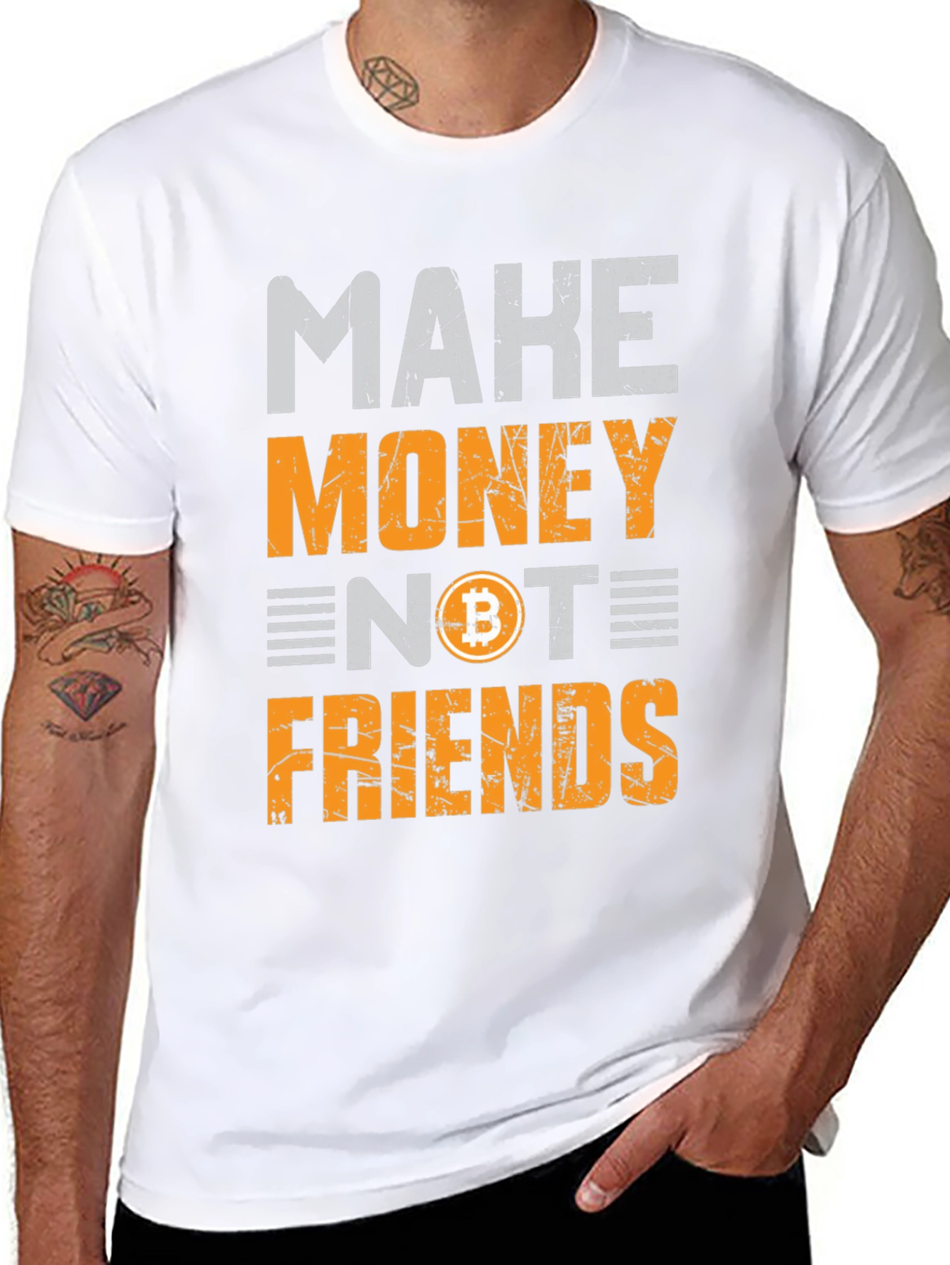 Black Make Money Not Friends Bitcoin Black T-Shirt view 8