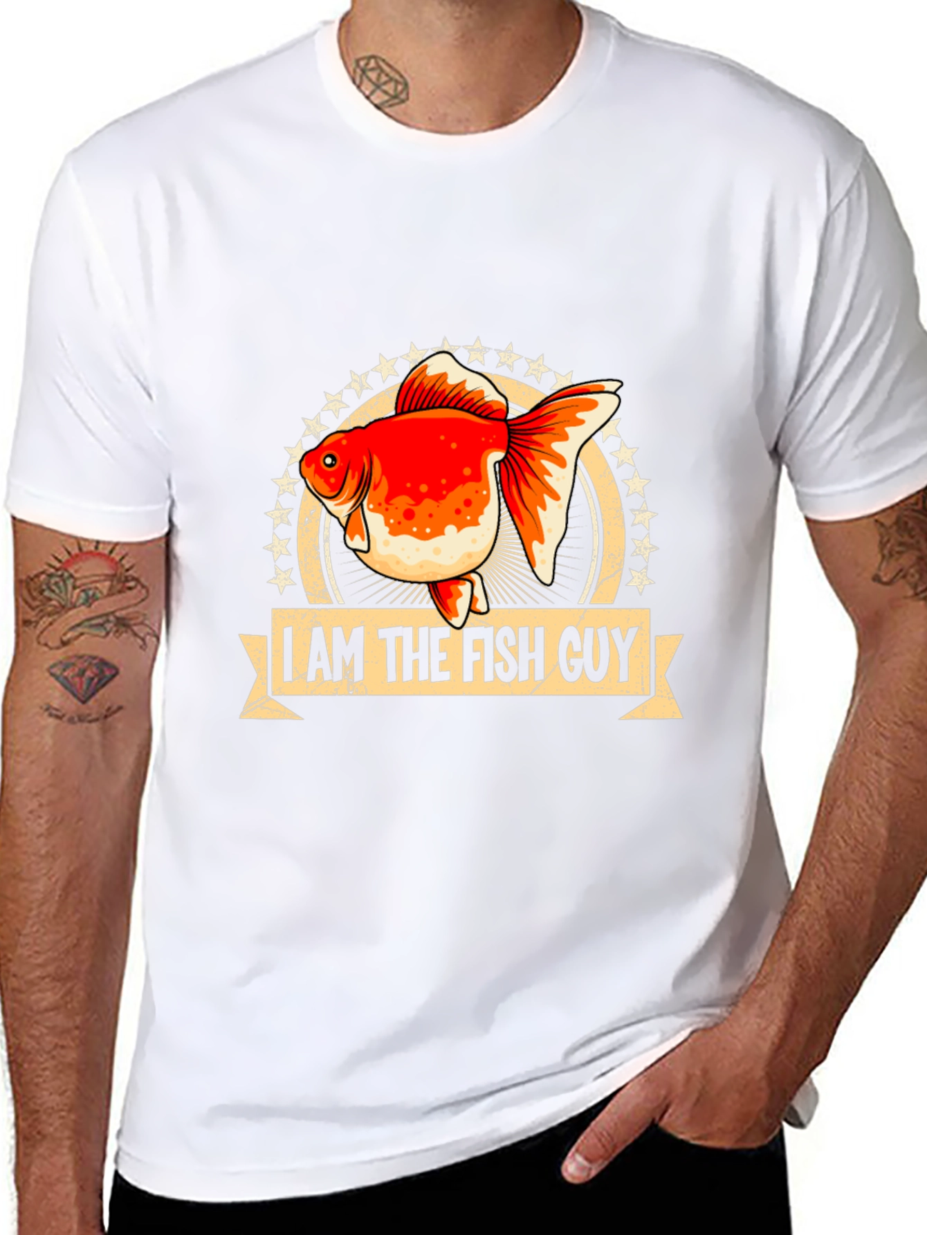 Black I Am The Fish Guy T-Shirt view 8