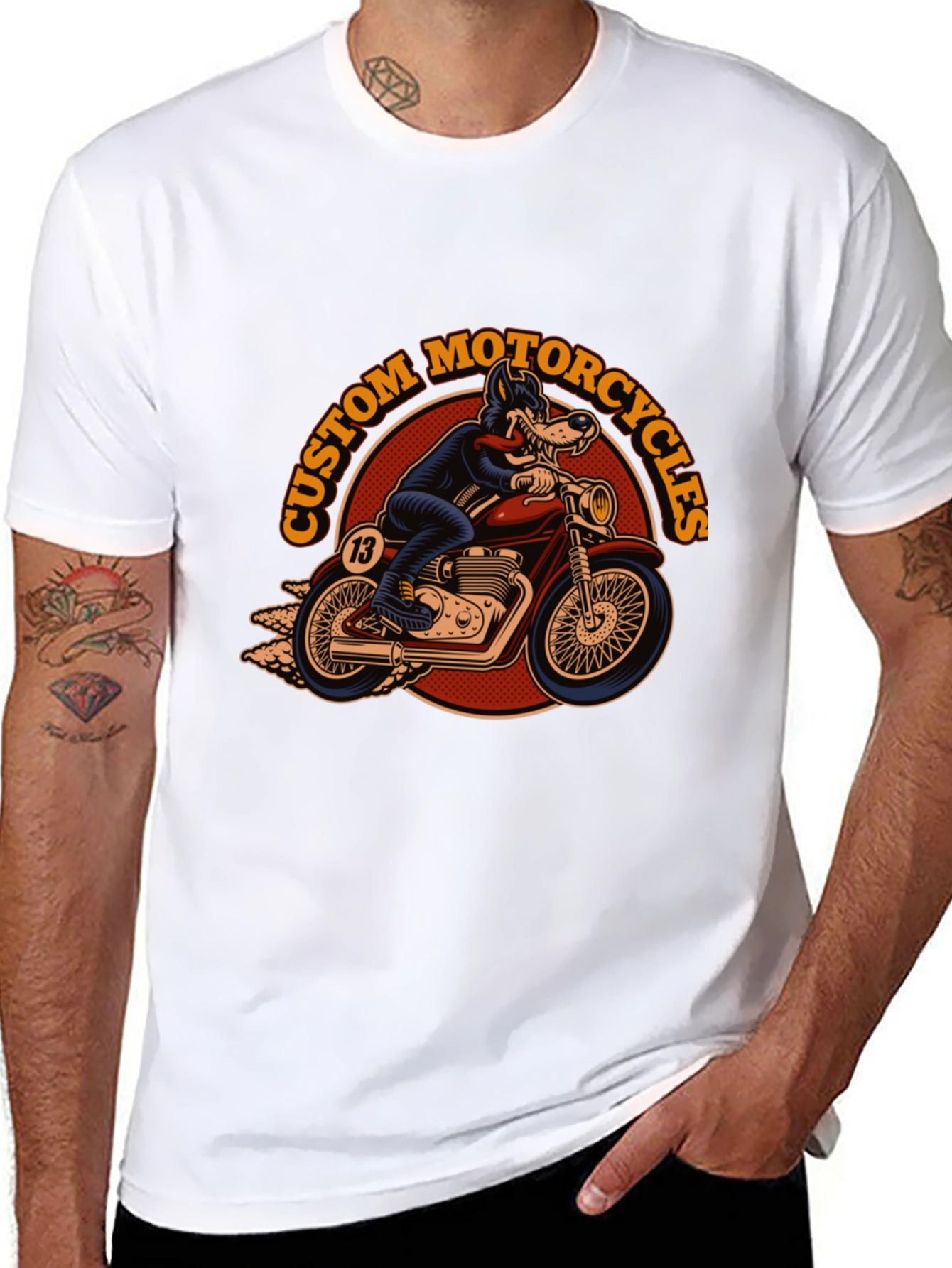 Custom Motorcycles Wolf Rider Black T-Shirt - 8