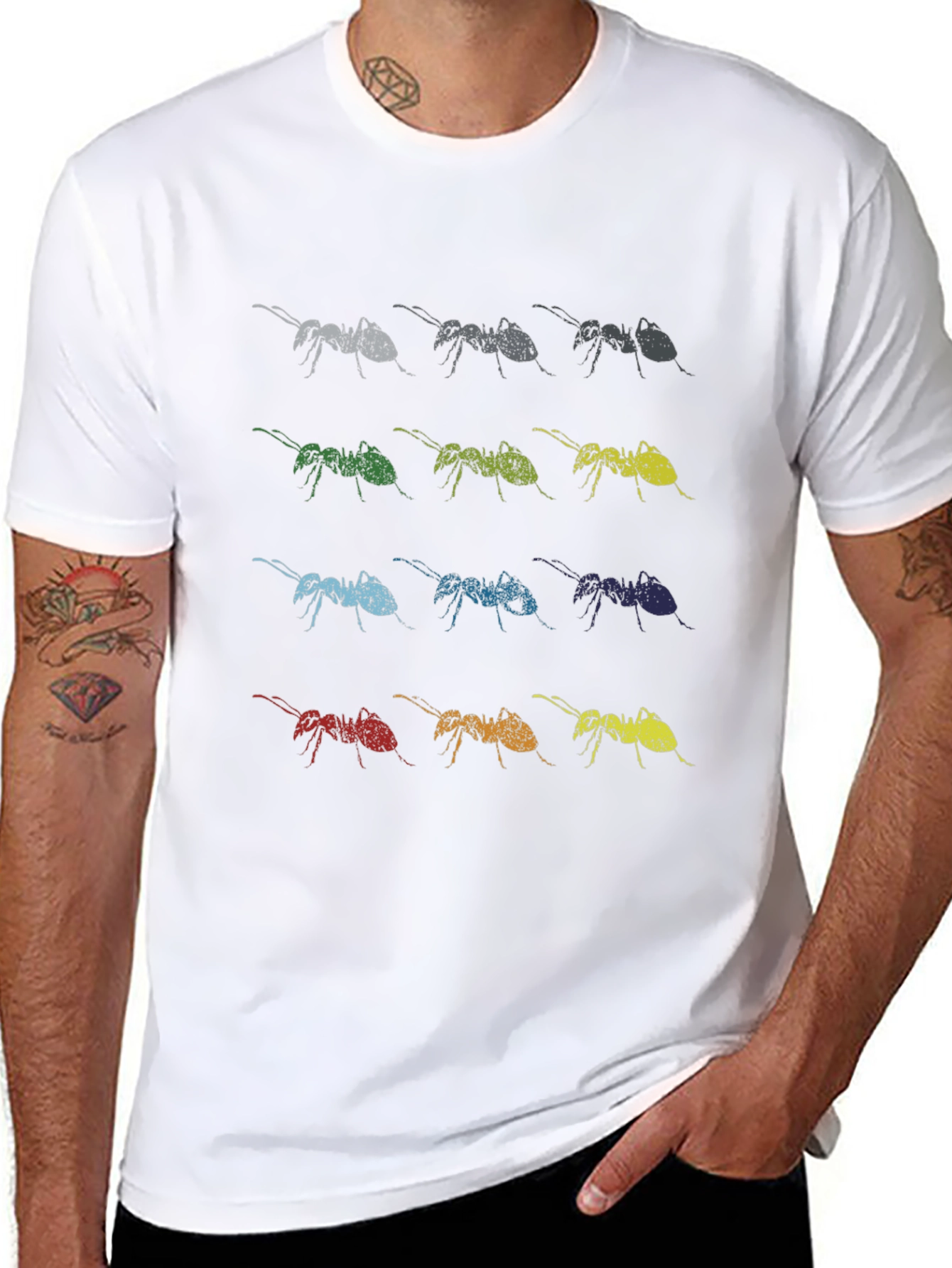 Black Ant Array Graphic Print Tee - Soft Cotton Blend view 8