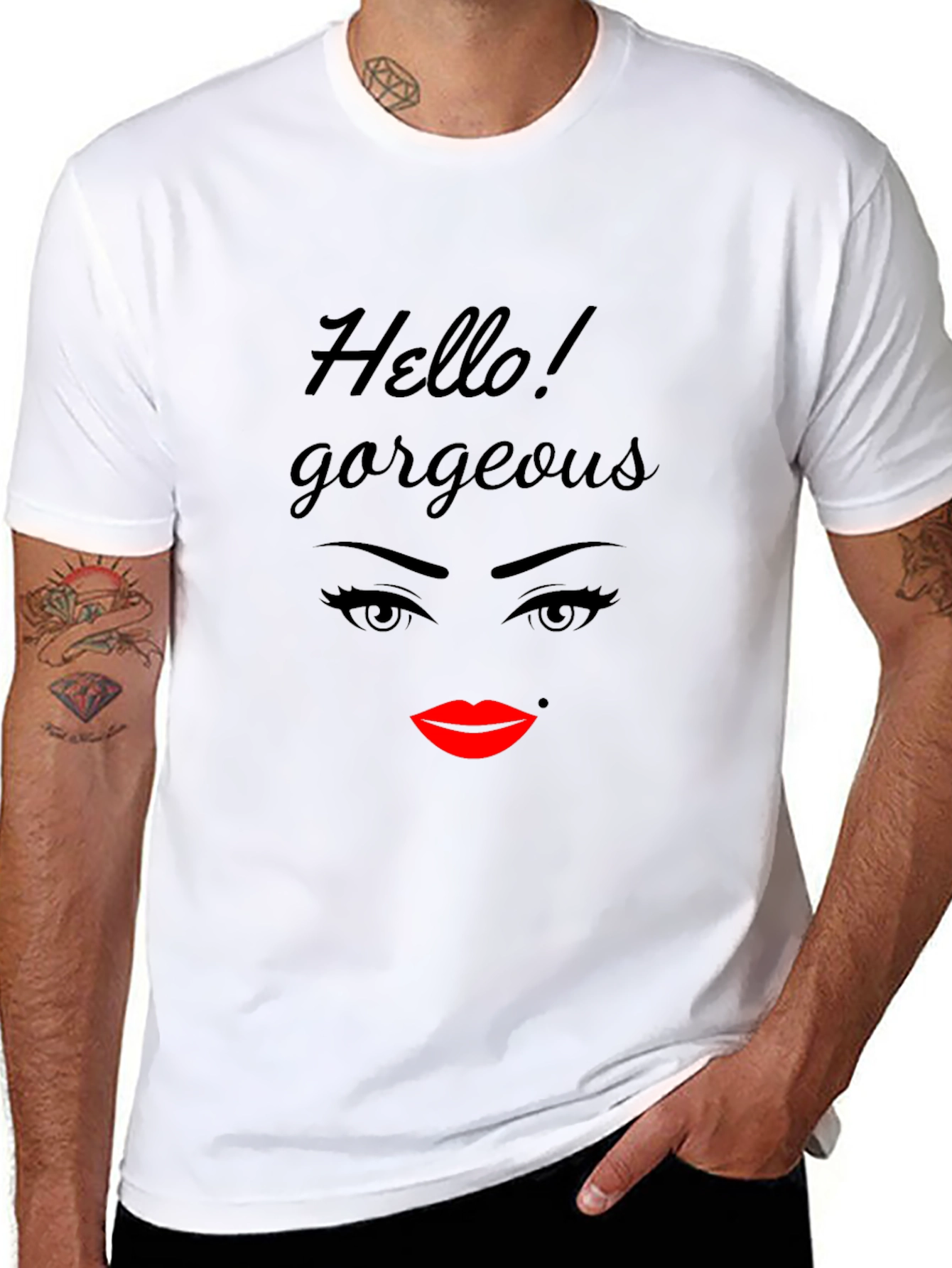 Black Hello Gorgeous Graphic T-Shirt - Black view 8
