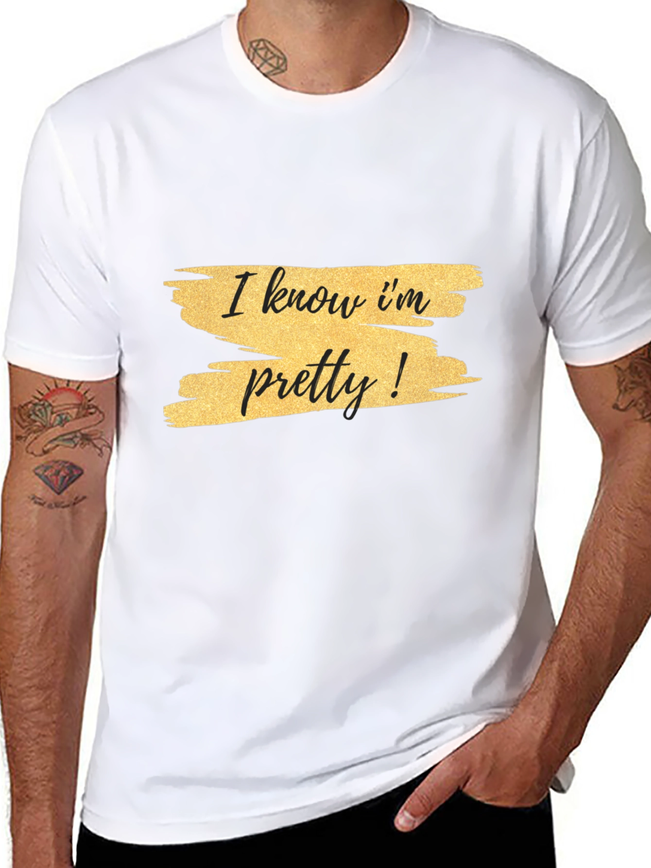 Black I Know I'm Pretty! Graphic Tee - Black view 8
