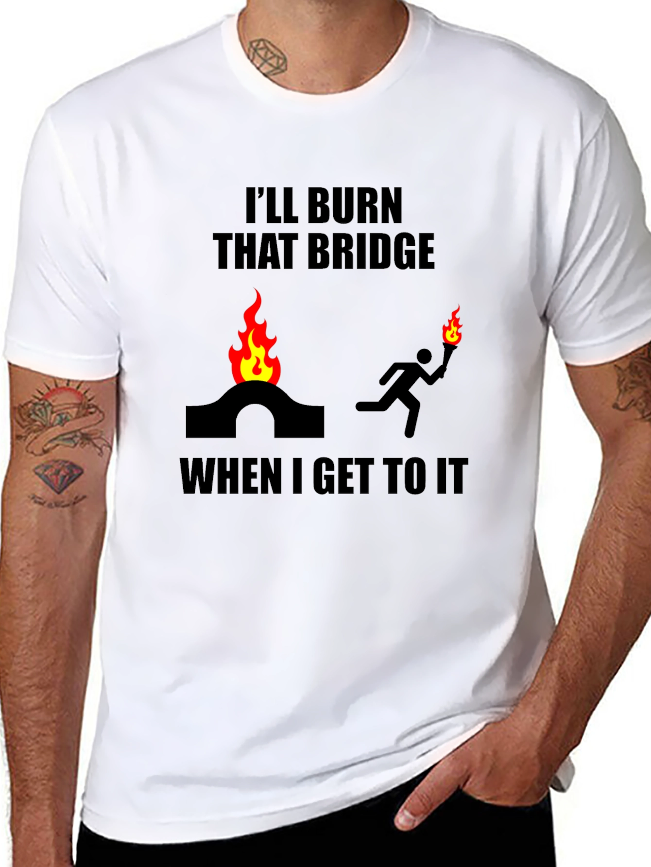 Black Burn That Bridge T-Shirt Funny Slogan Tee view 8