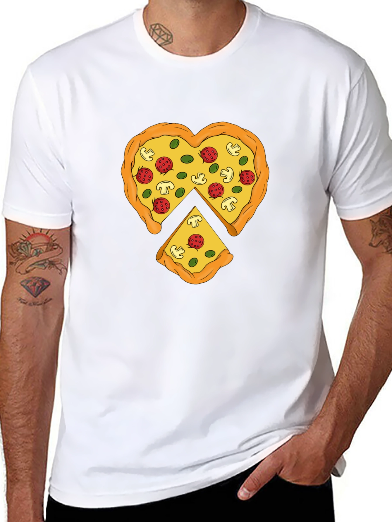 Black Pizza Heart Graphic Tee - Funny Food Lover T-Shirt view 8