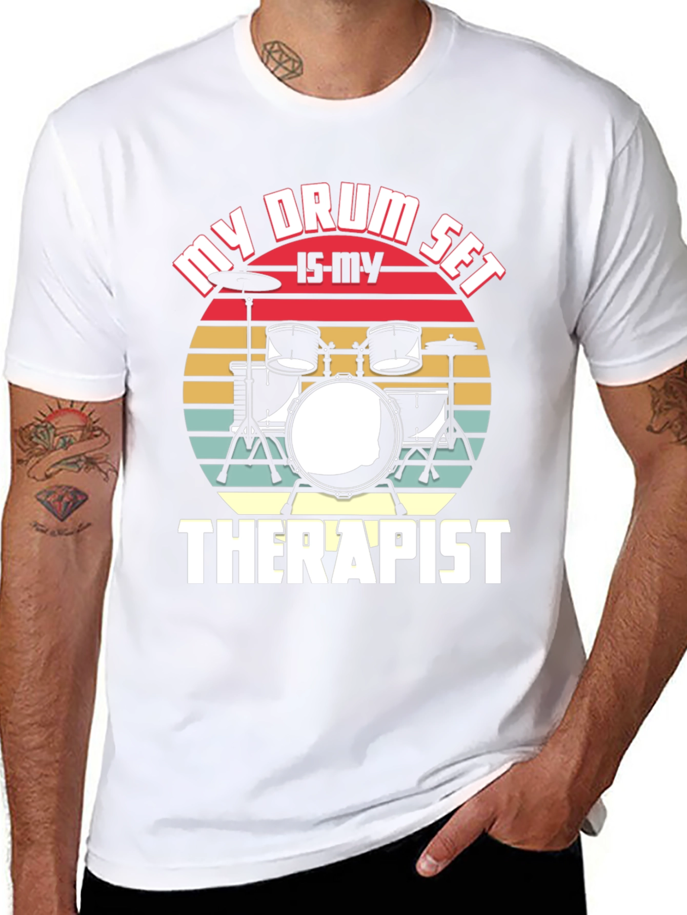 Black Drum Set Therapist Graphic Tee view 8