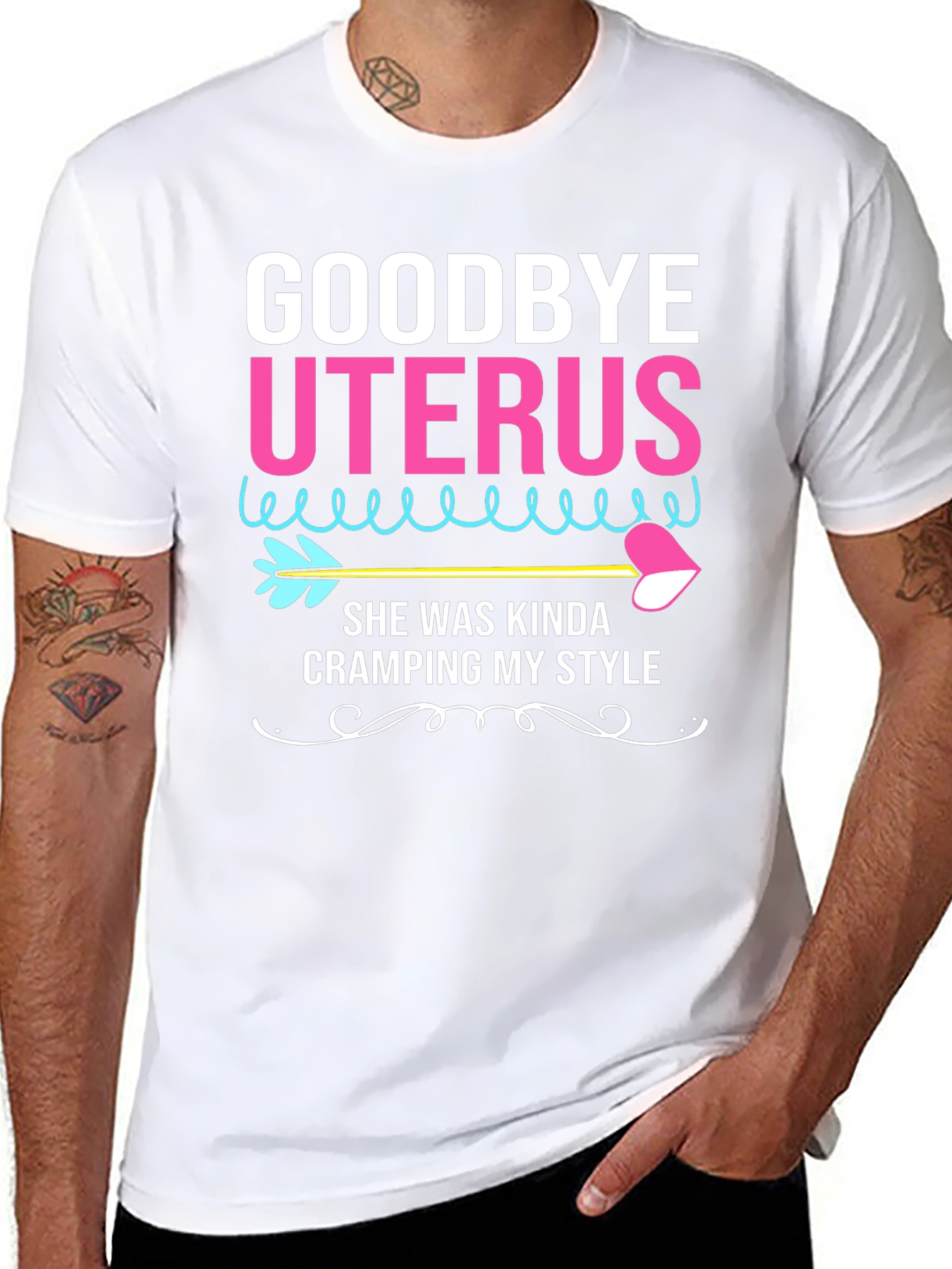 Black Goodbye Uterus Humor Graphic Tee view 8