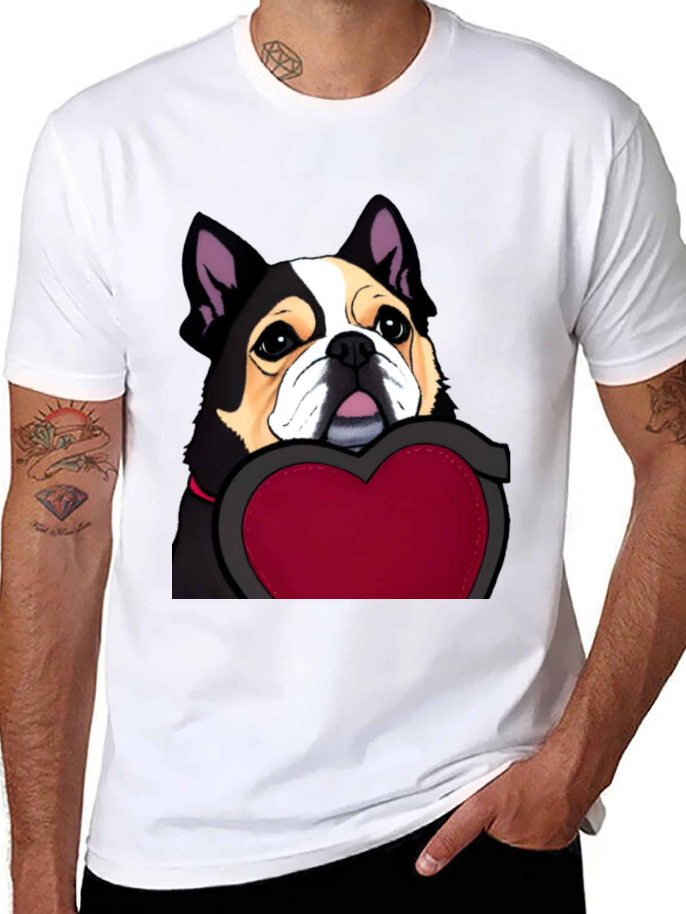 Black Dog with Heart Graphic Tee view 8