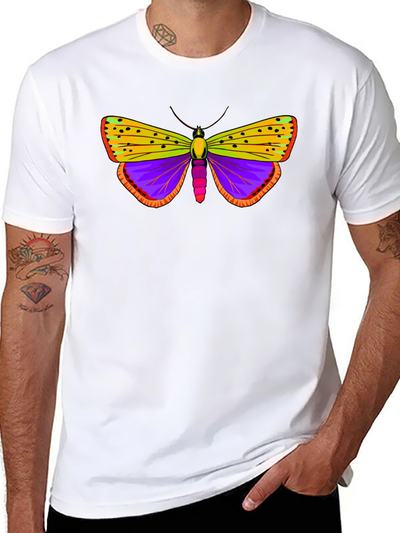 Black Butterfly Graphic Print Black T-Shirt view 8