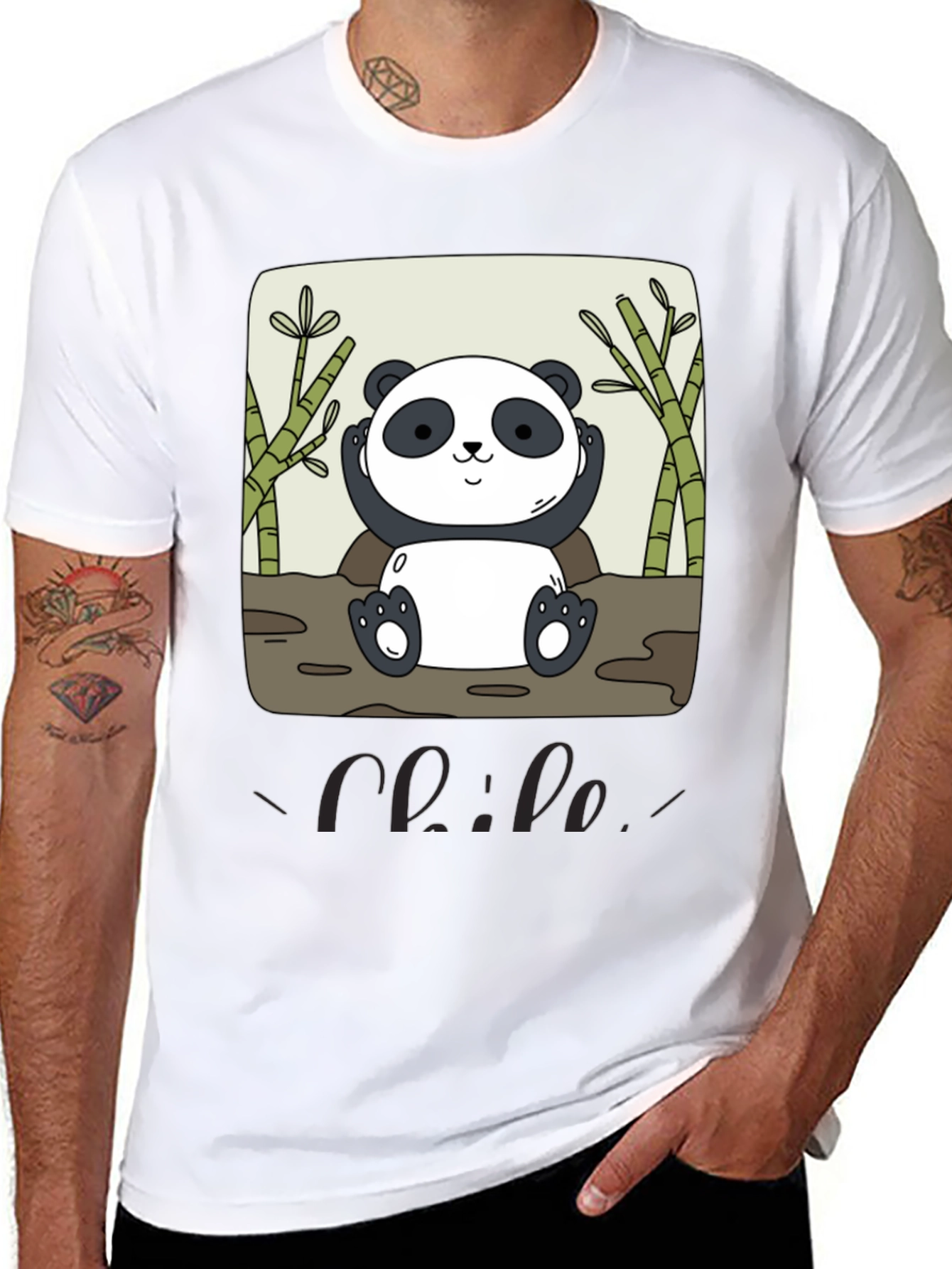 Black Panda Graphic Print T-Shirt - Casual Style view 8