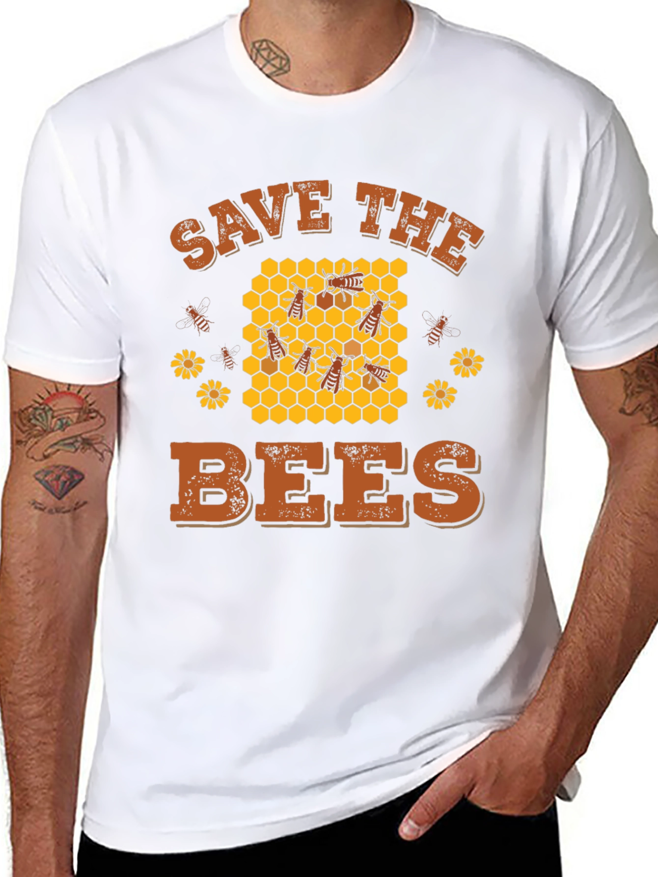 Black Save the Bees Graphic Tee - Black view 8