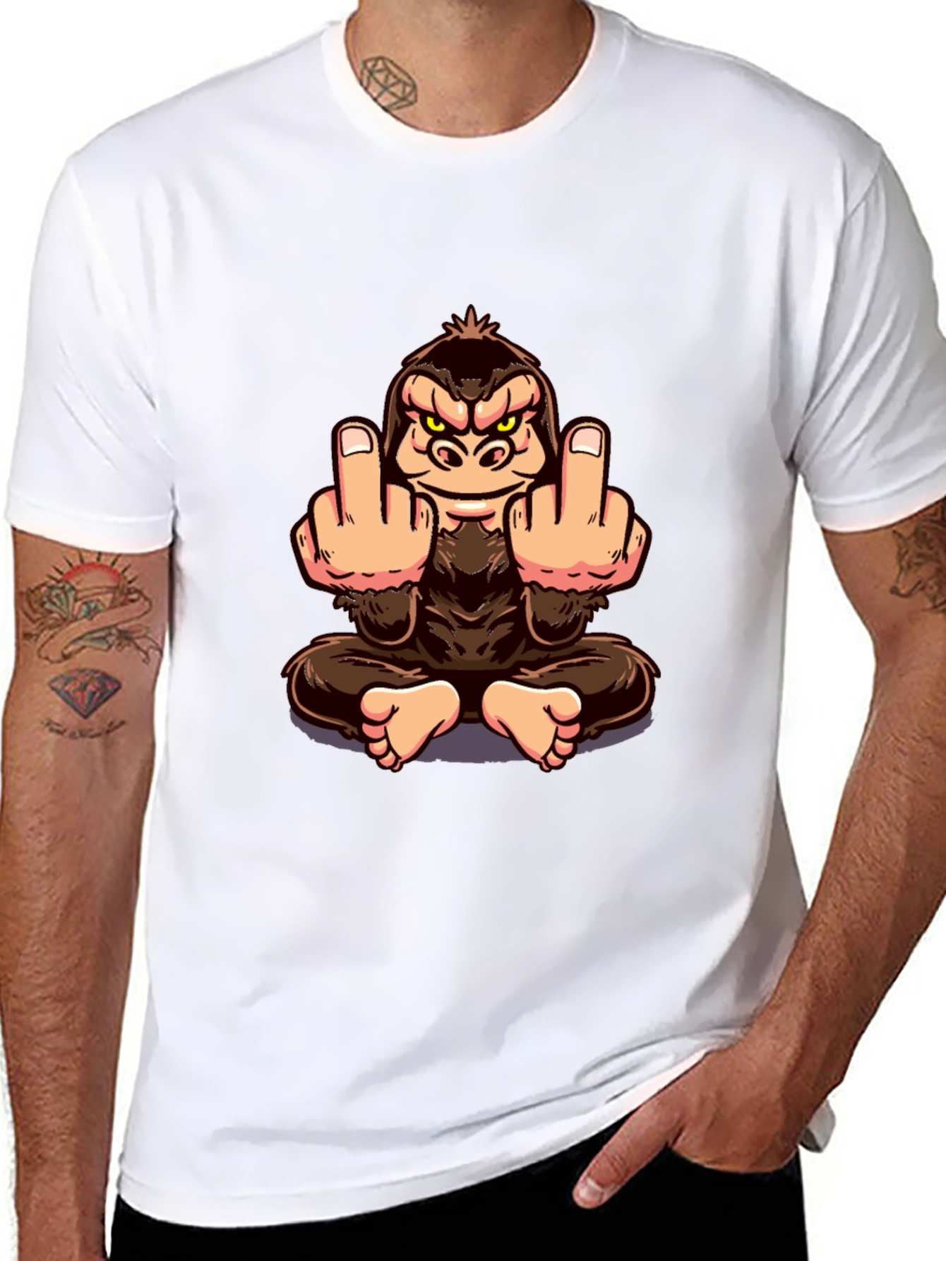 Black Rude Monkey Graphic Tee - Black Crew Neck T-Shirt view 8