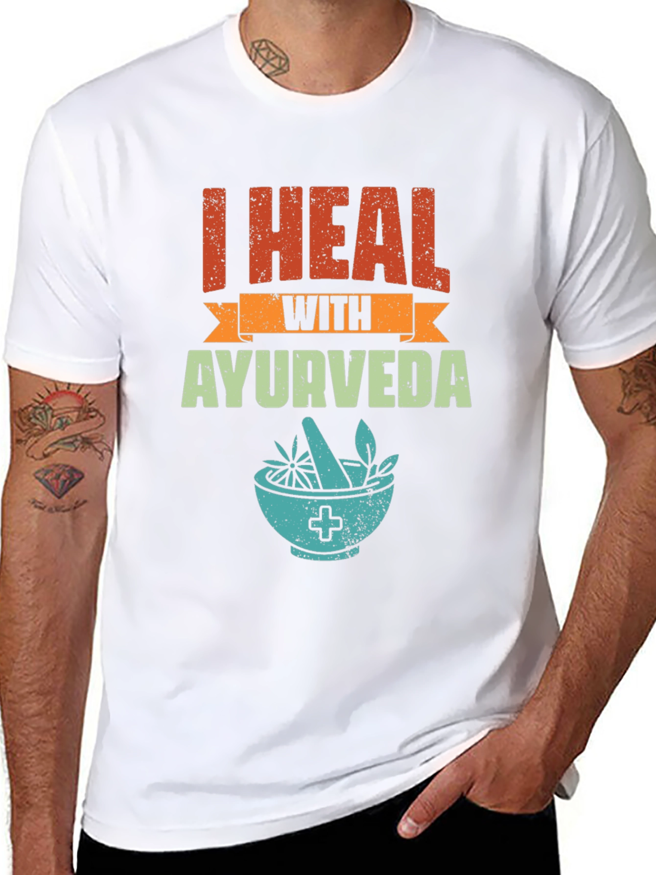 Black I Heal With Ayurveda Graphic Tee view 8