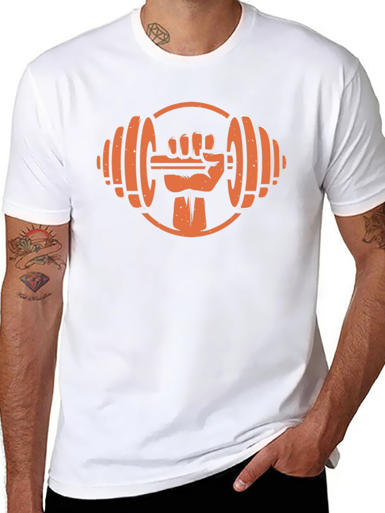 Black Workout Hand Dumbbell Graphic T-Shirt view 8