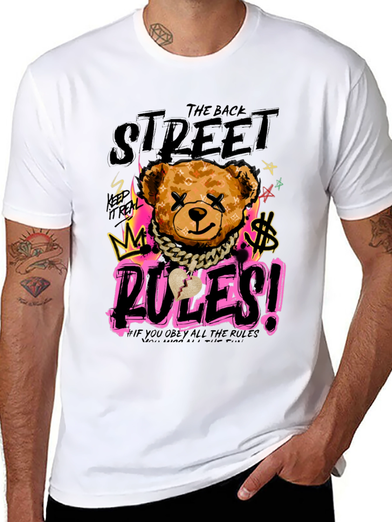 Black Street Rules Graphic Print Crew Neck T-Shirt view 8