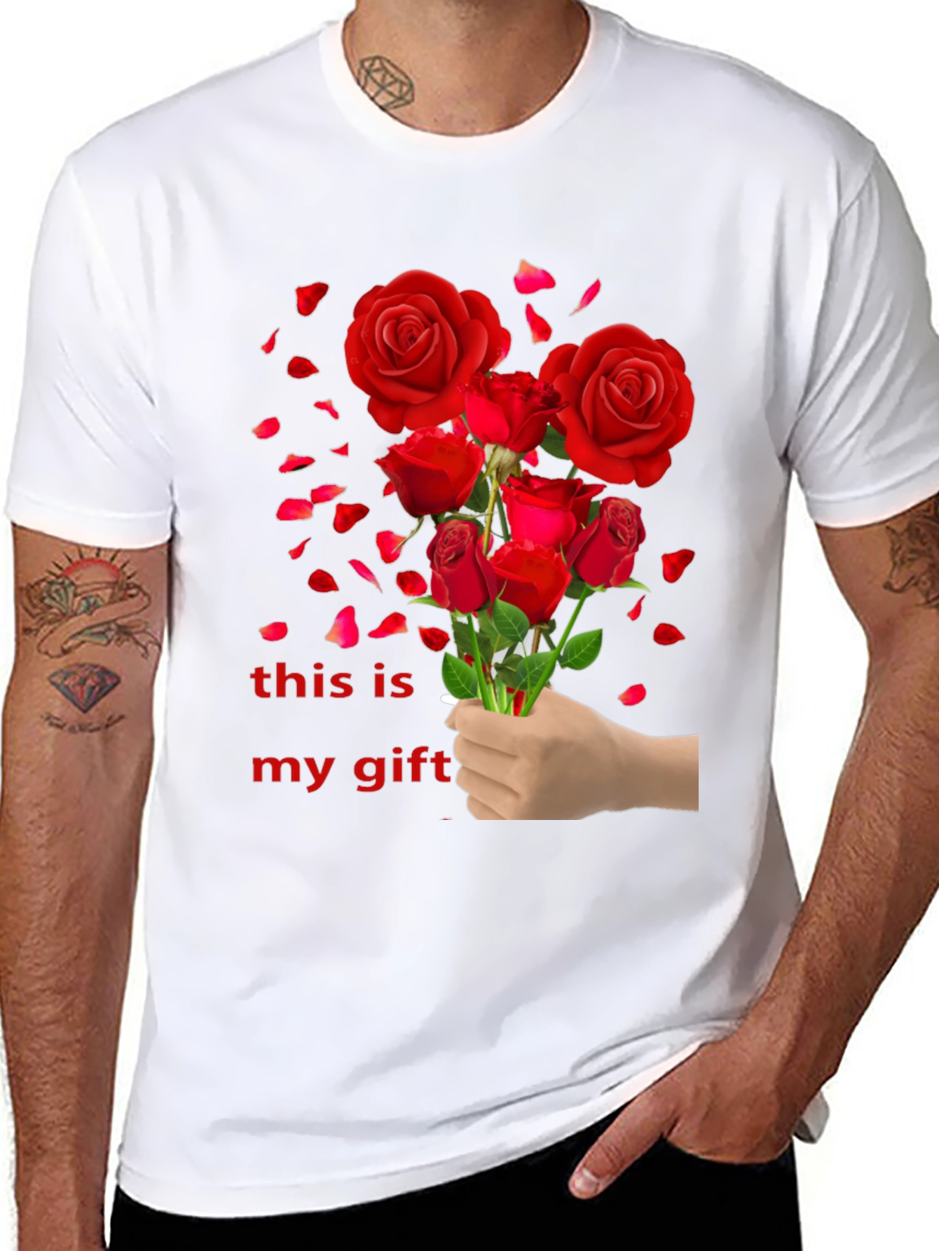 Black Red Roses Gift T-Shirt view 8