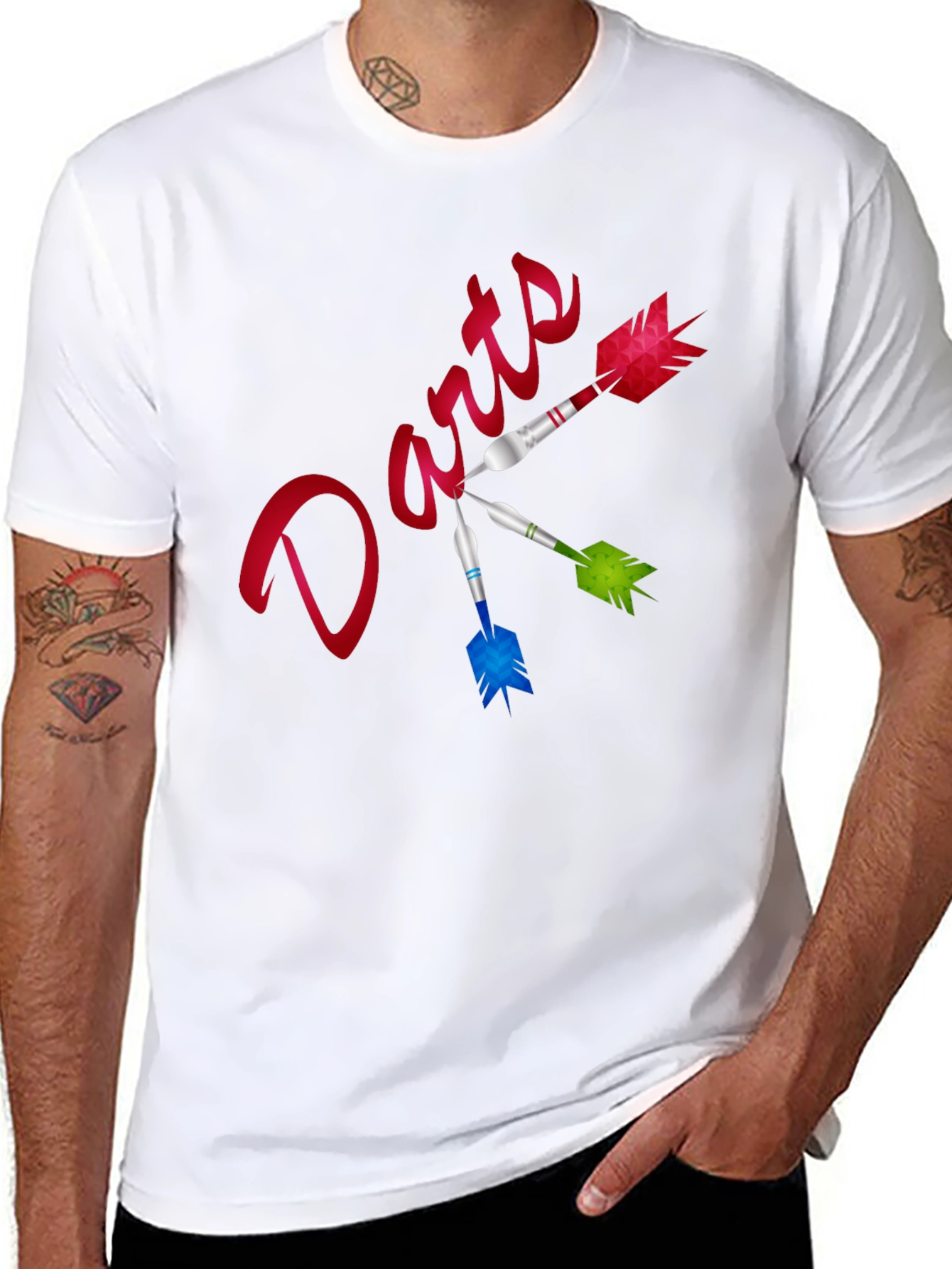Black Darts Graphic T-Shirt - Fun Casual Tee view 8