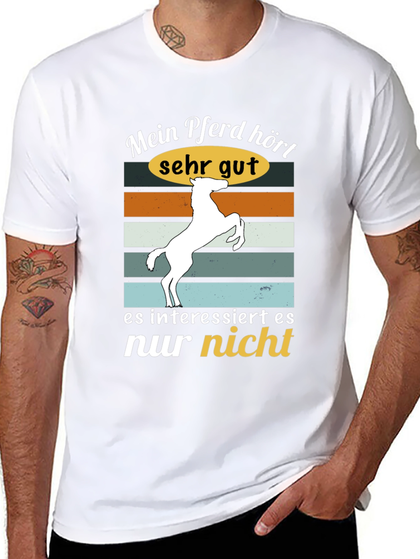 Black Funny Horse T-Shirt - Mein Pferd hört sehr gut view 8
