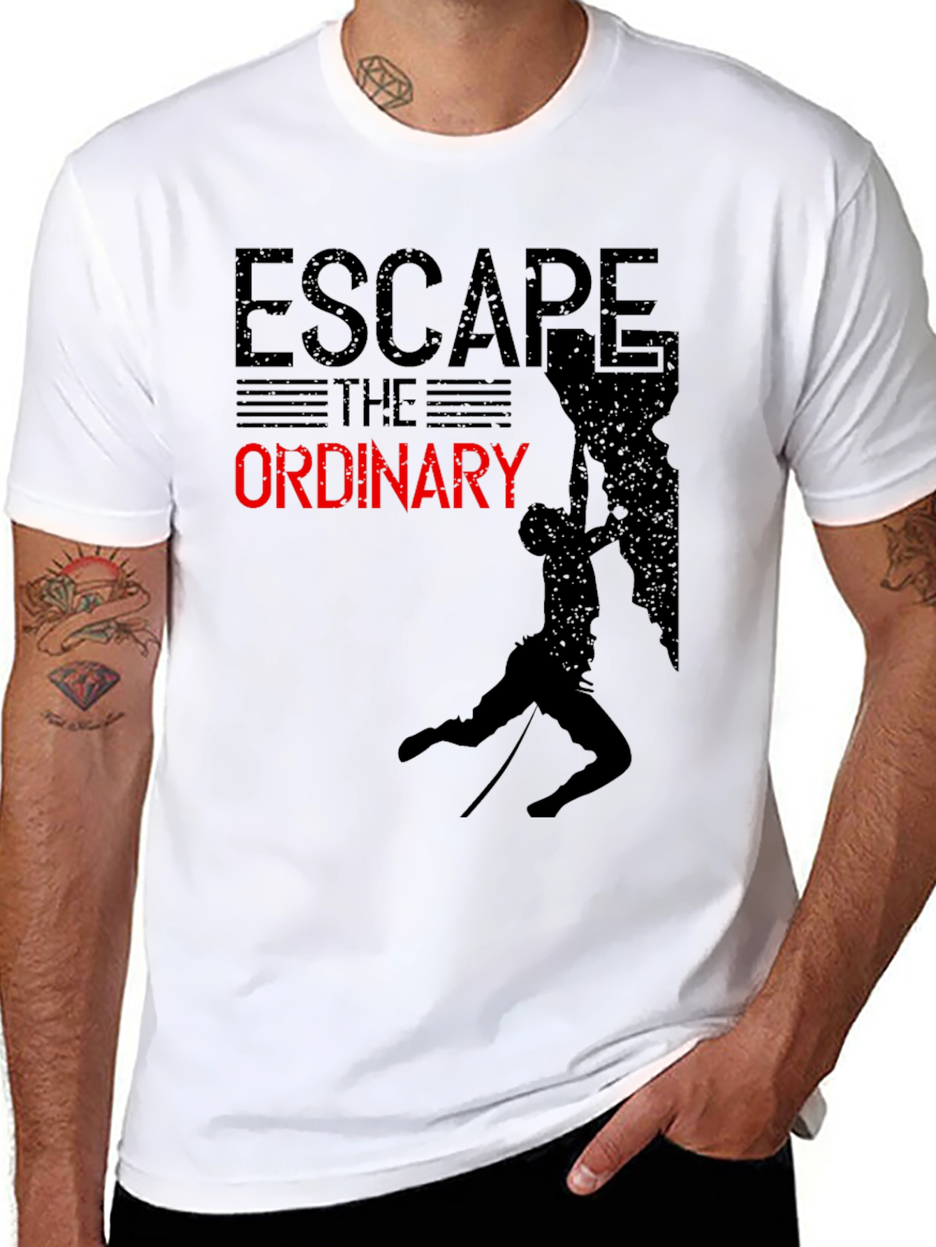 Black Escape the Ordinary Graphic Tee - Climbing Adventure view 8